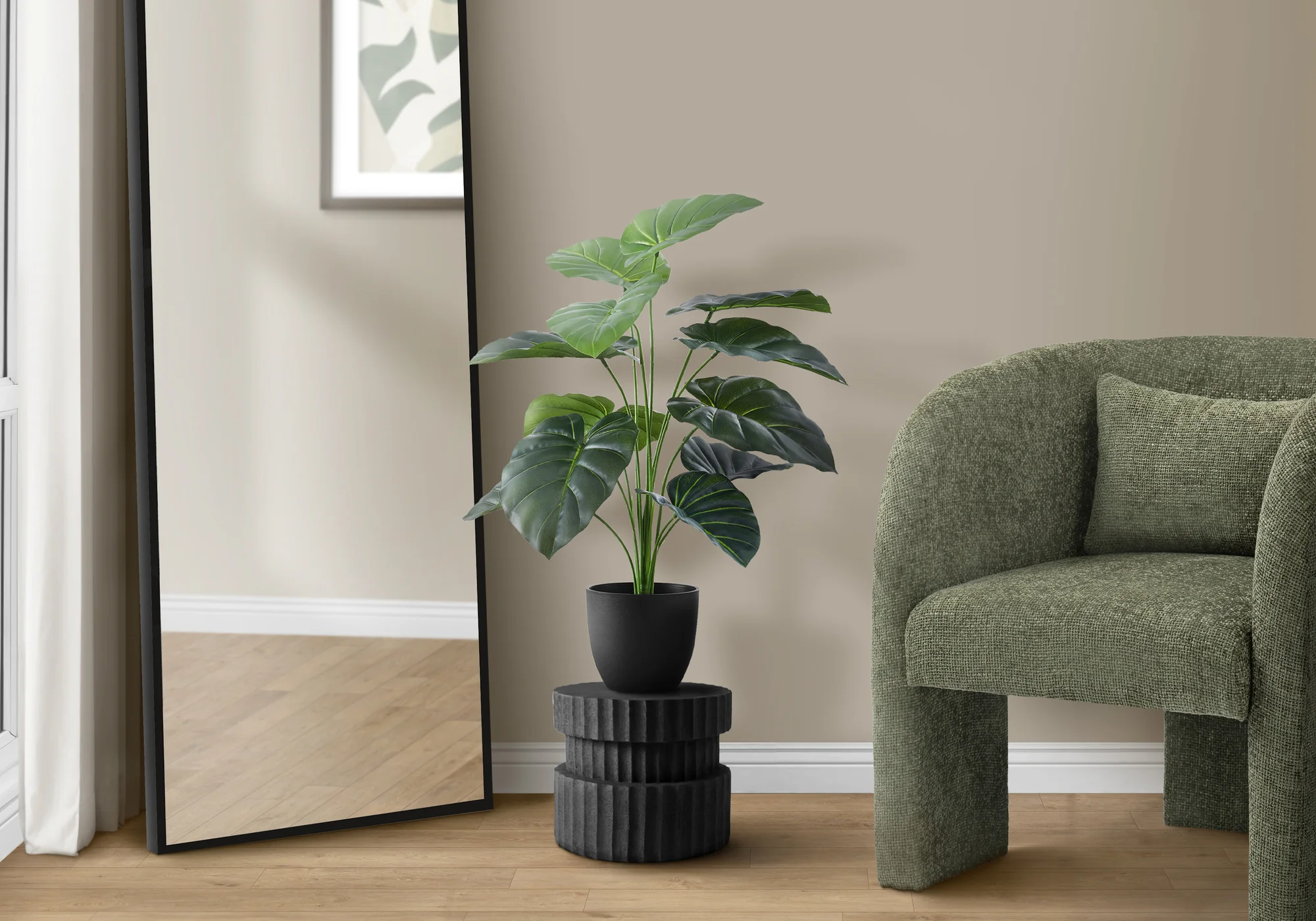 24" Alocasia Plant With 5" Black Pot - Green - Image 2