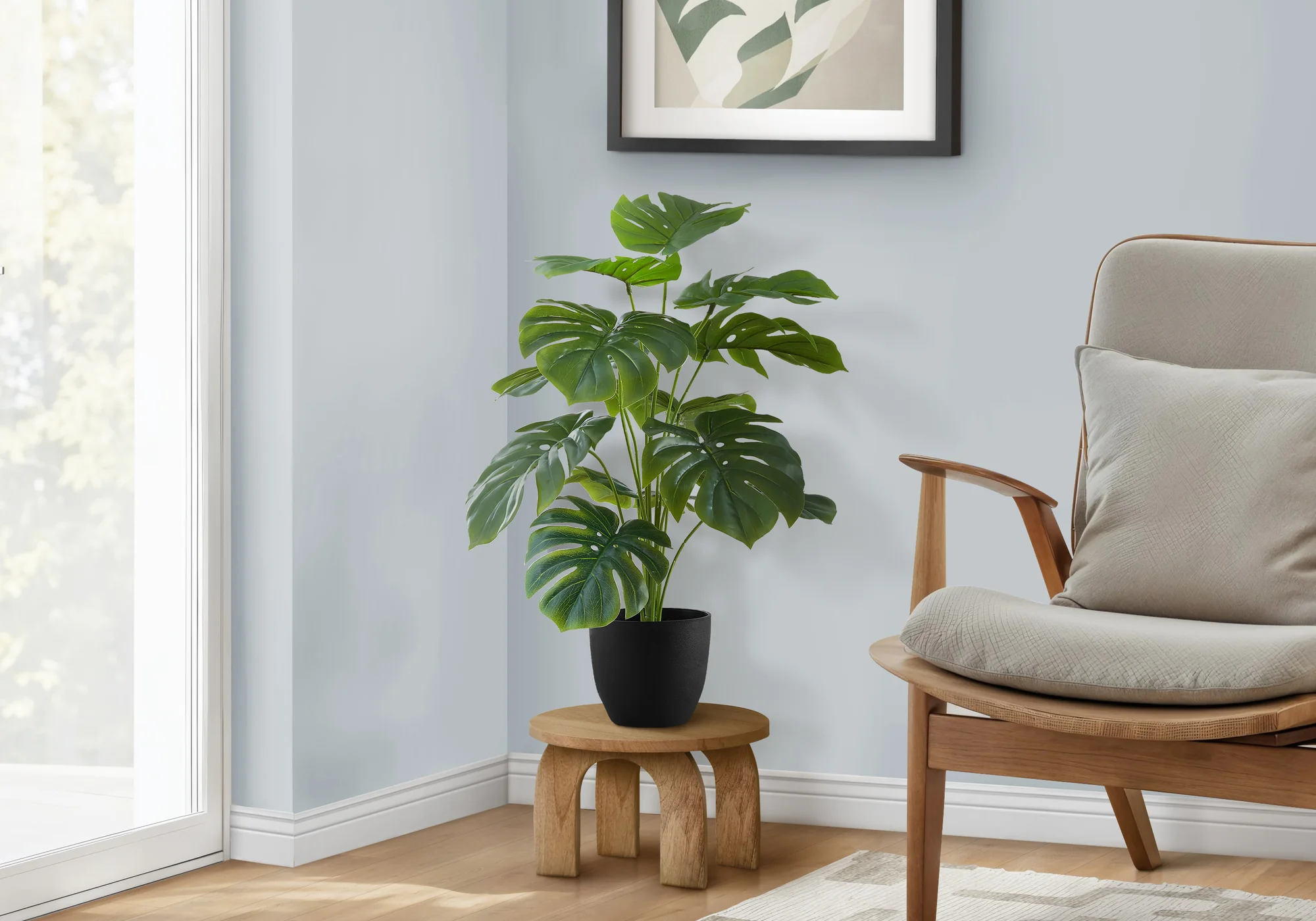 24" Monstera Plant With 5" Black Pot - Green - Image 2