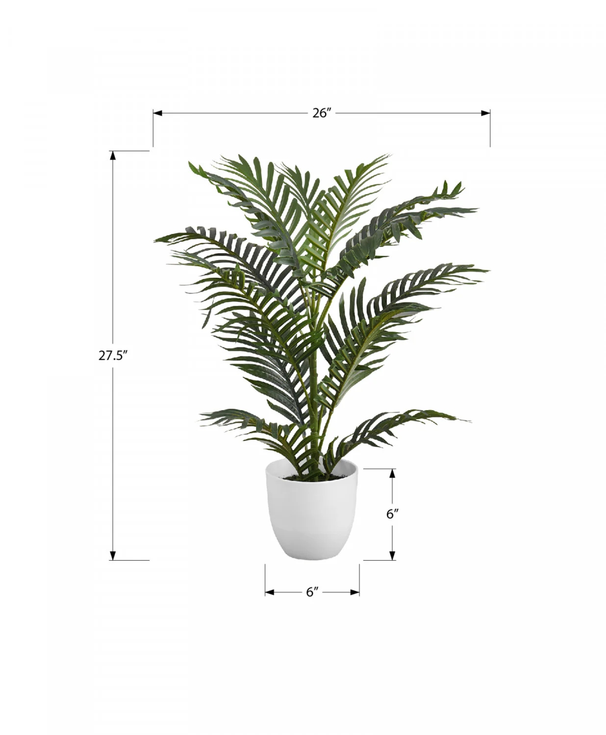 28" Palm Tree With 6" White Pot - Green - Image 3