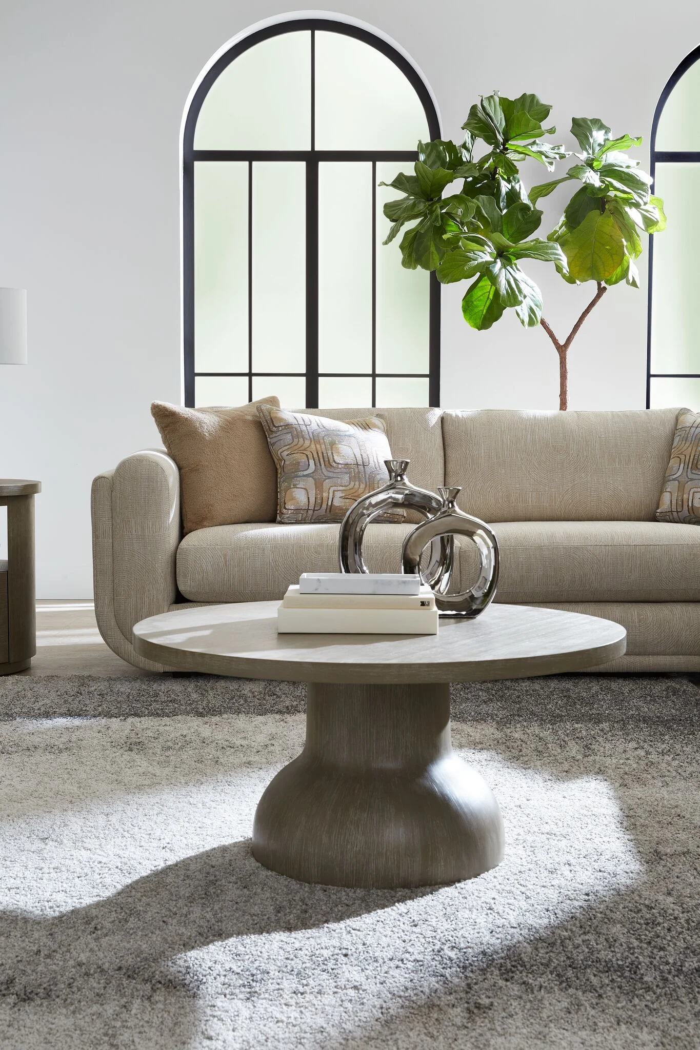 Fresh Perspective Turin 38" Round Coffee Table - Grey - Image 2