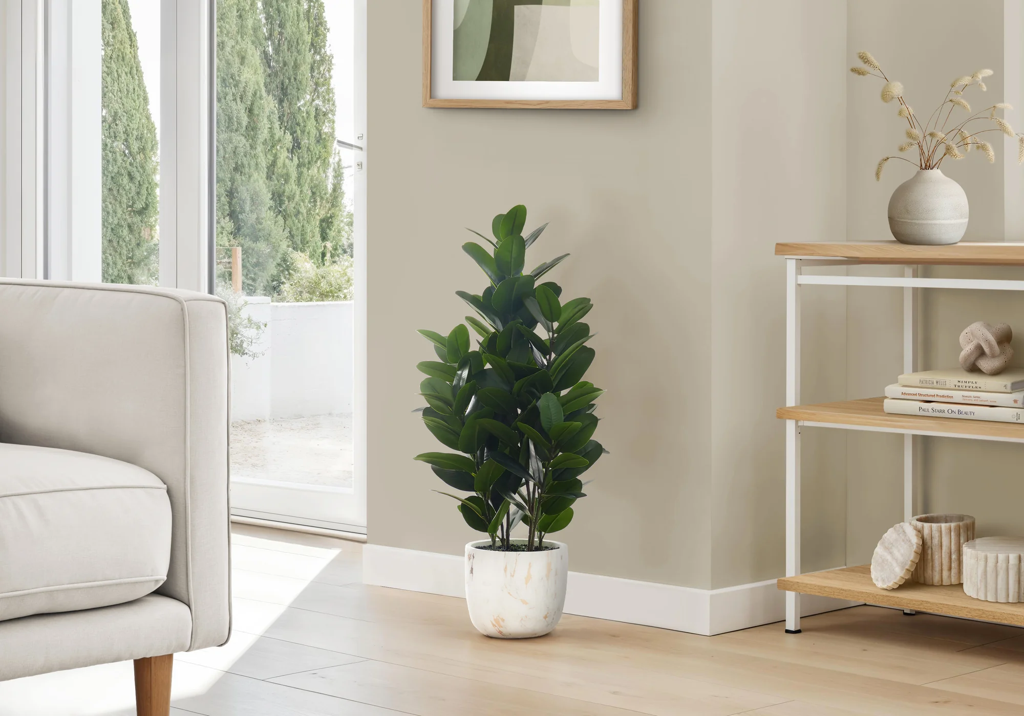 31" Garcinia Tree With 7" Marble-look Pot - Green - Image 2