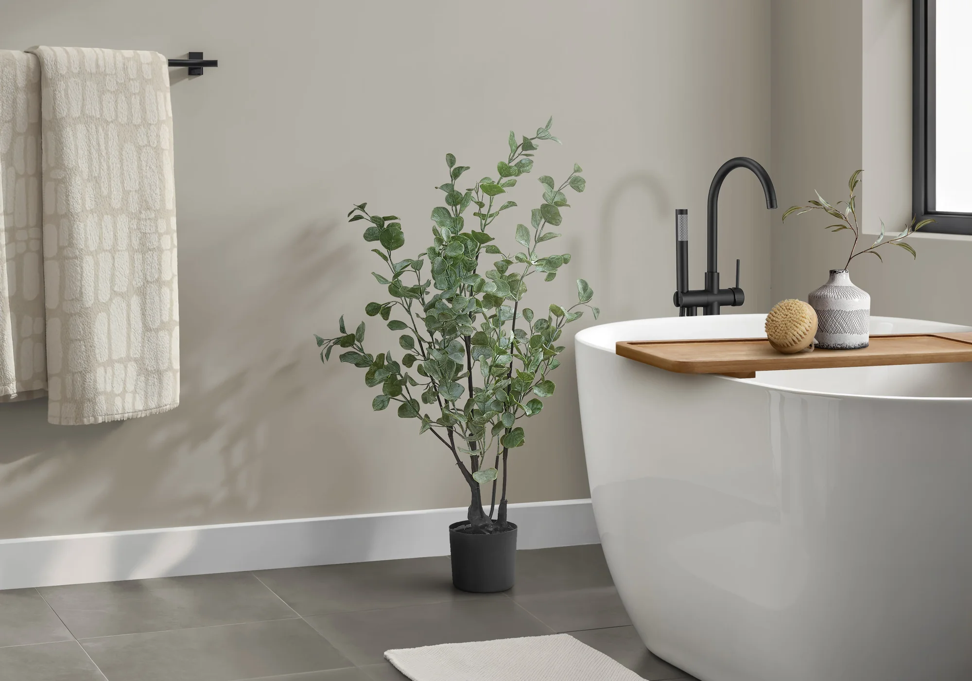 35" Eucalyptus Plant With 5" Black Pot - Green - Image 2