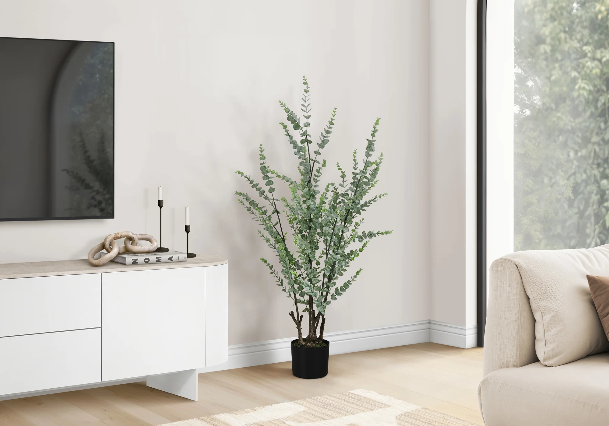 44" Eucalyptus Plant With 5" Black Pot - Green - Image 2