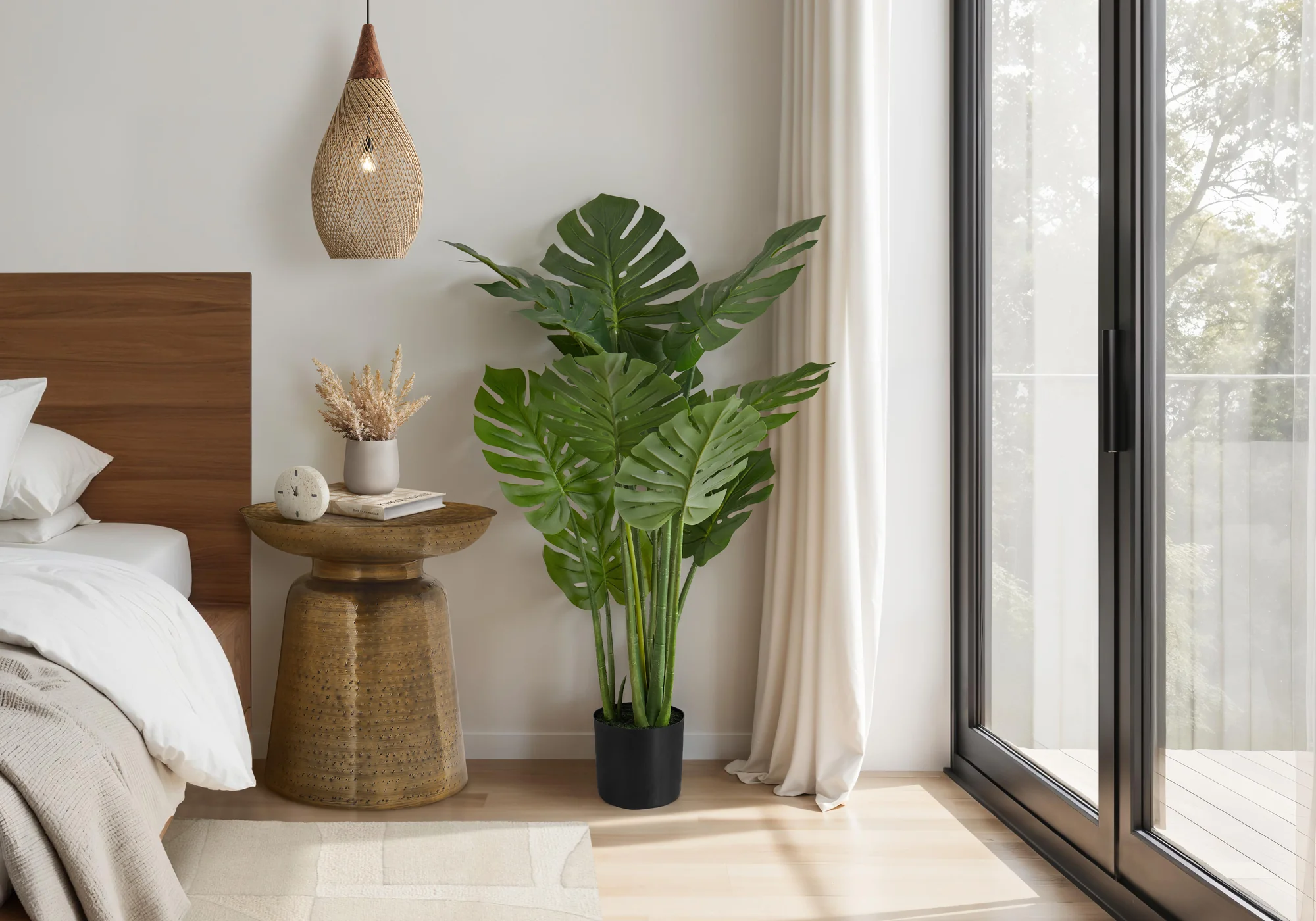 45" Monstera Plant With 6" Black Pot - Green - Image 2