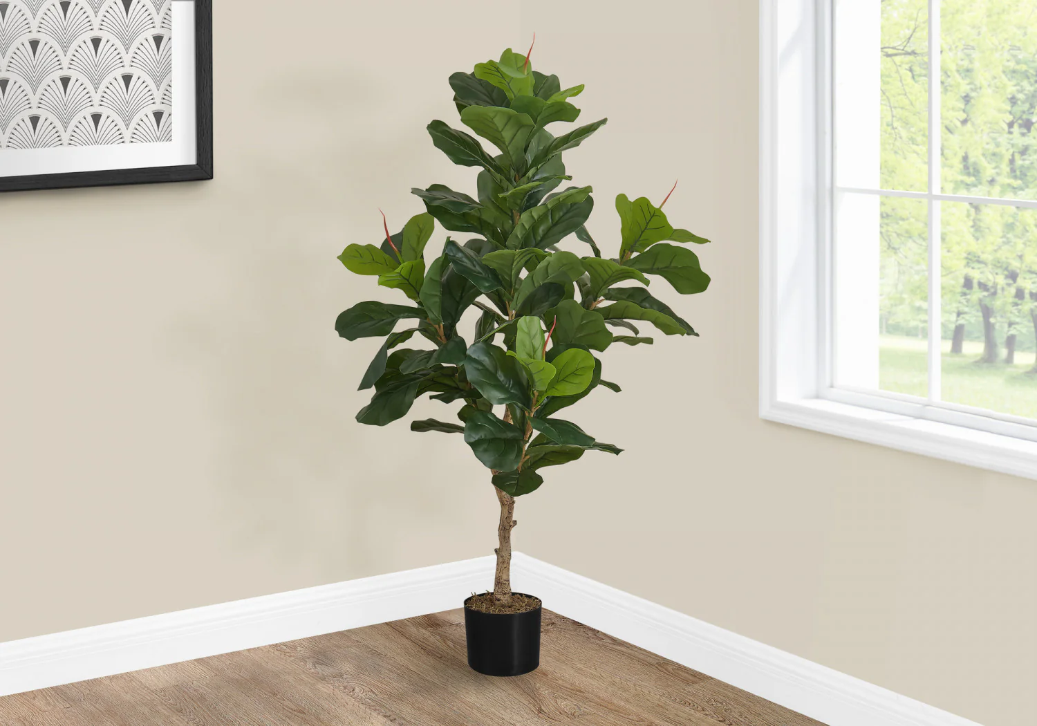 47" Fiddle Tree With 5" Black Pot - Green - Image 2