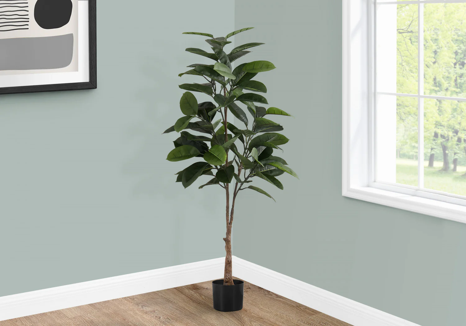52" Rubber Tree With 5" Black Pot - Green - Image 2