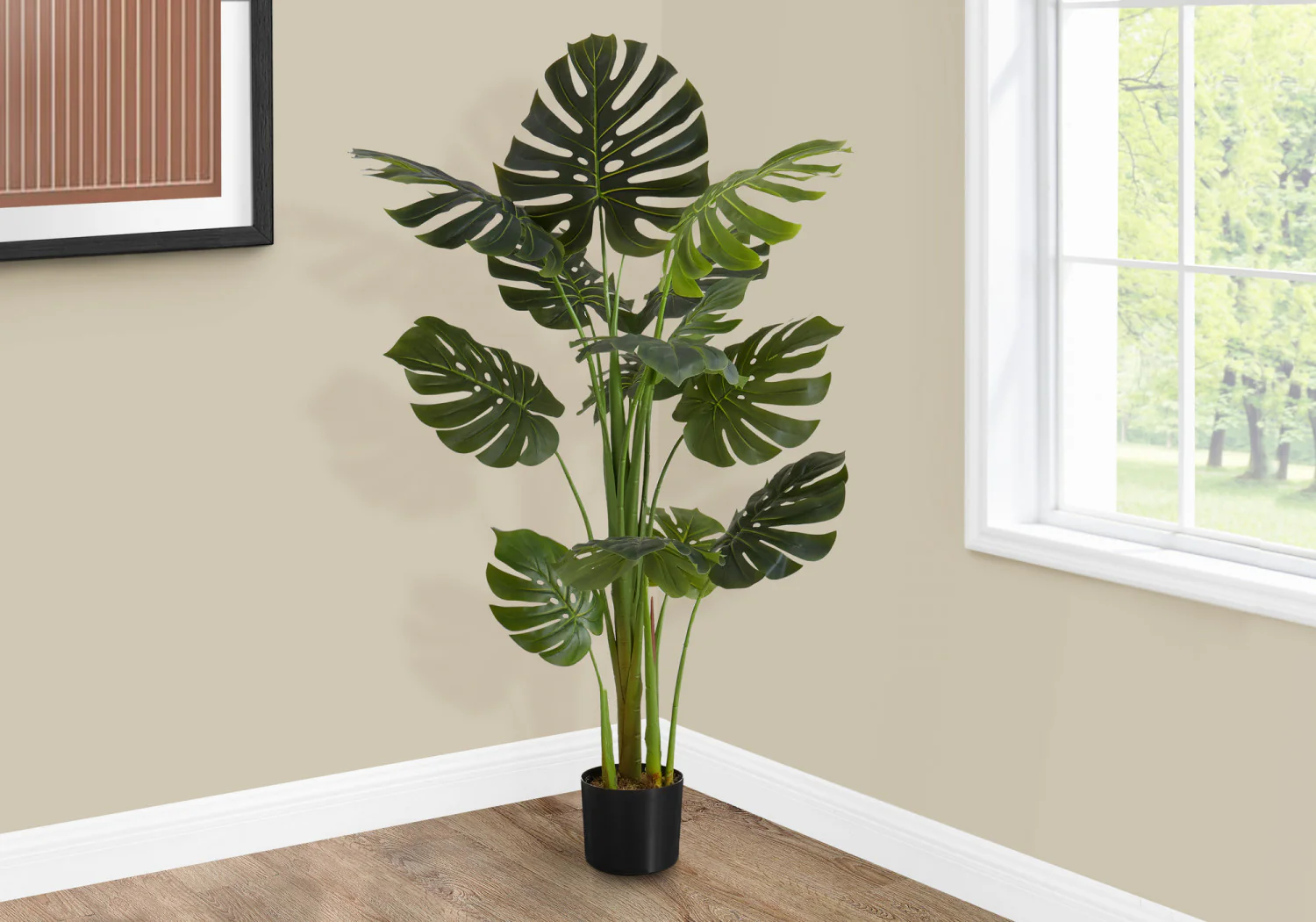 55" Monstera Plant With 6" Black Pot - Green - Image 2