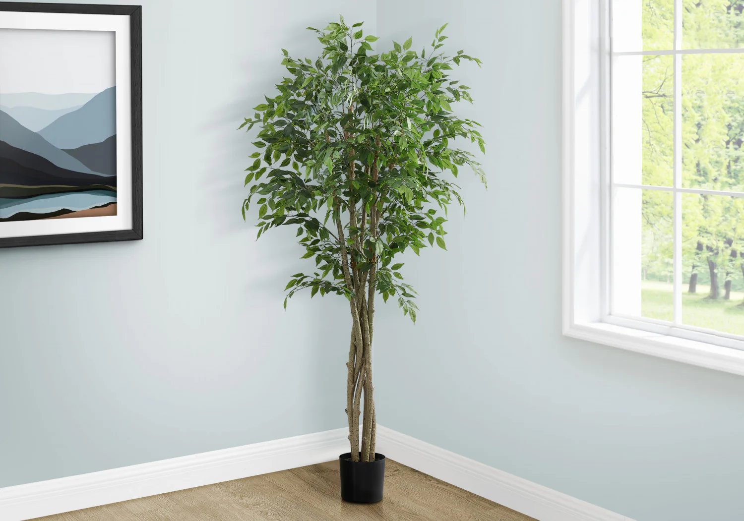 79" Ficus Tree With 8" Black Pot - Green - Image 2