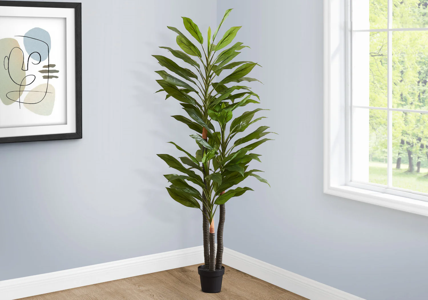 83" Dracaena Tree With 8" Black Pot - Green - Image 2