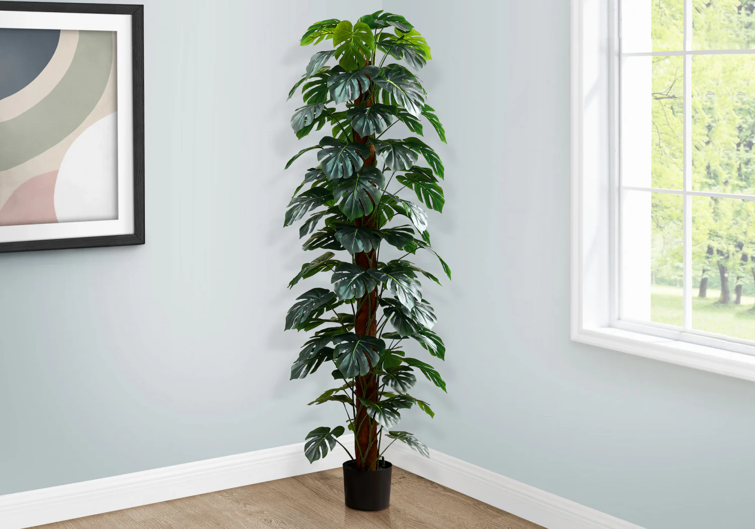 83" Monstera Plant With 8" Black Pot - Green - Image 2