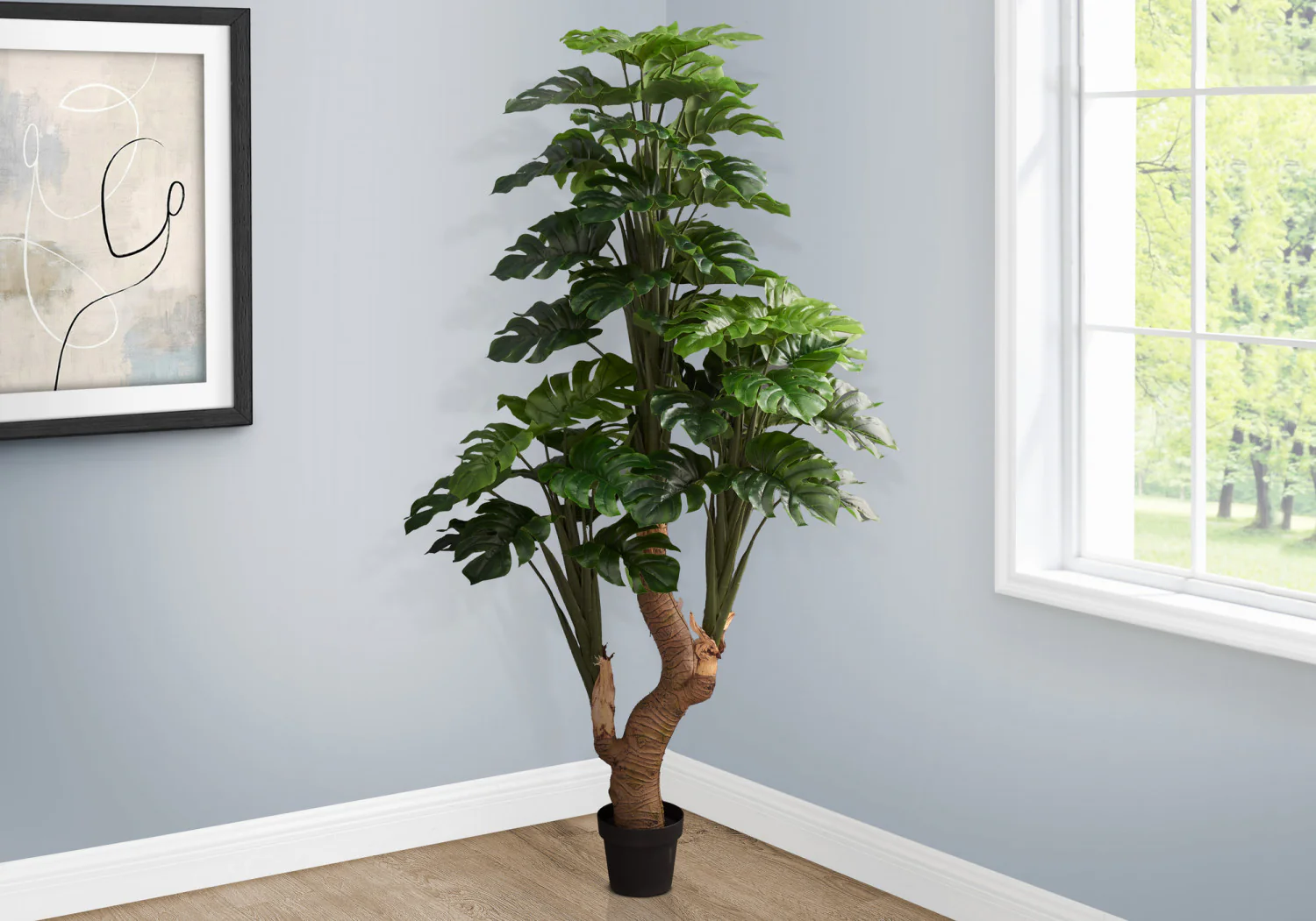83" Monstera Tree With 8" Black Pot - Green - Image 2