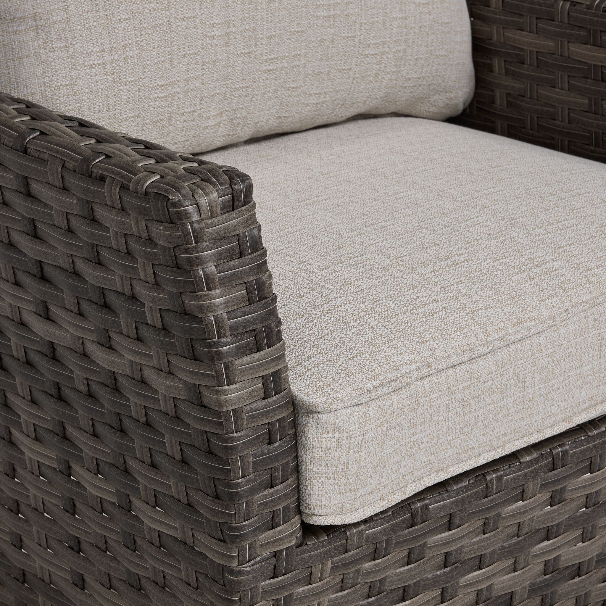 Acadia Outdoor Lounge Chair - Grey, Beige - Image 3