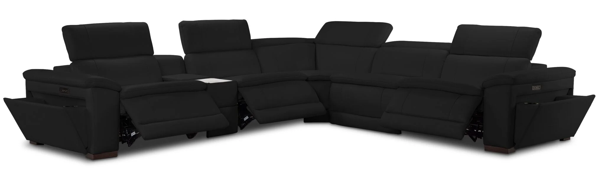 Ajax Leather 6-Piece Dual Power Reclining Sectional - Black - Image 4