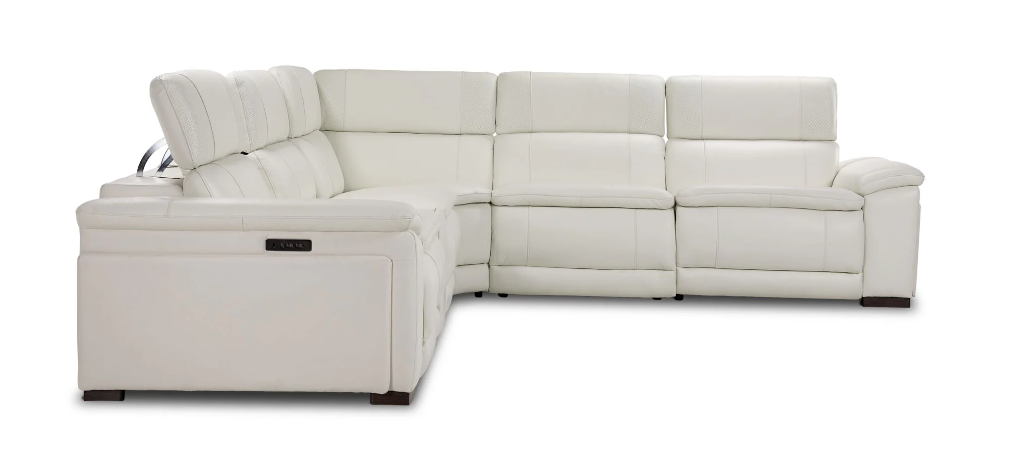 Ajax Leather 6-Piece Dual Power Reclining Sectional - White - Image 2