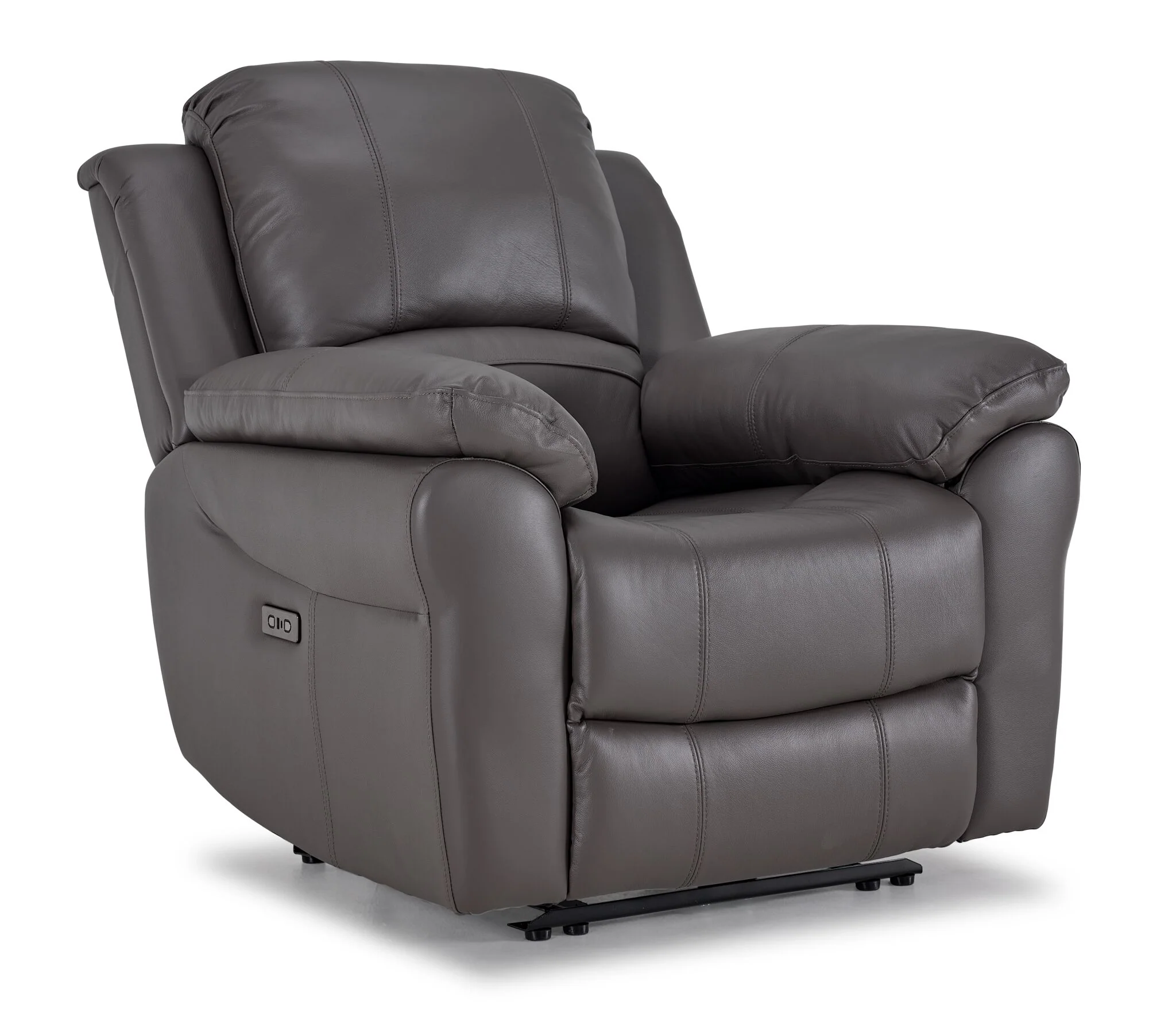 Alba Leather Power Reclining Sofa and Chair Set - Grey - Image 3