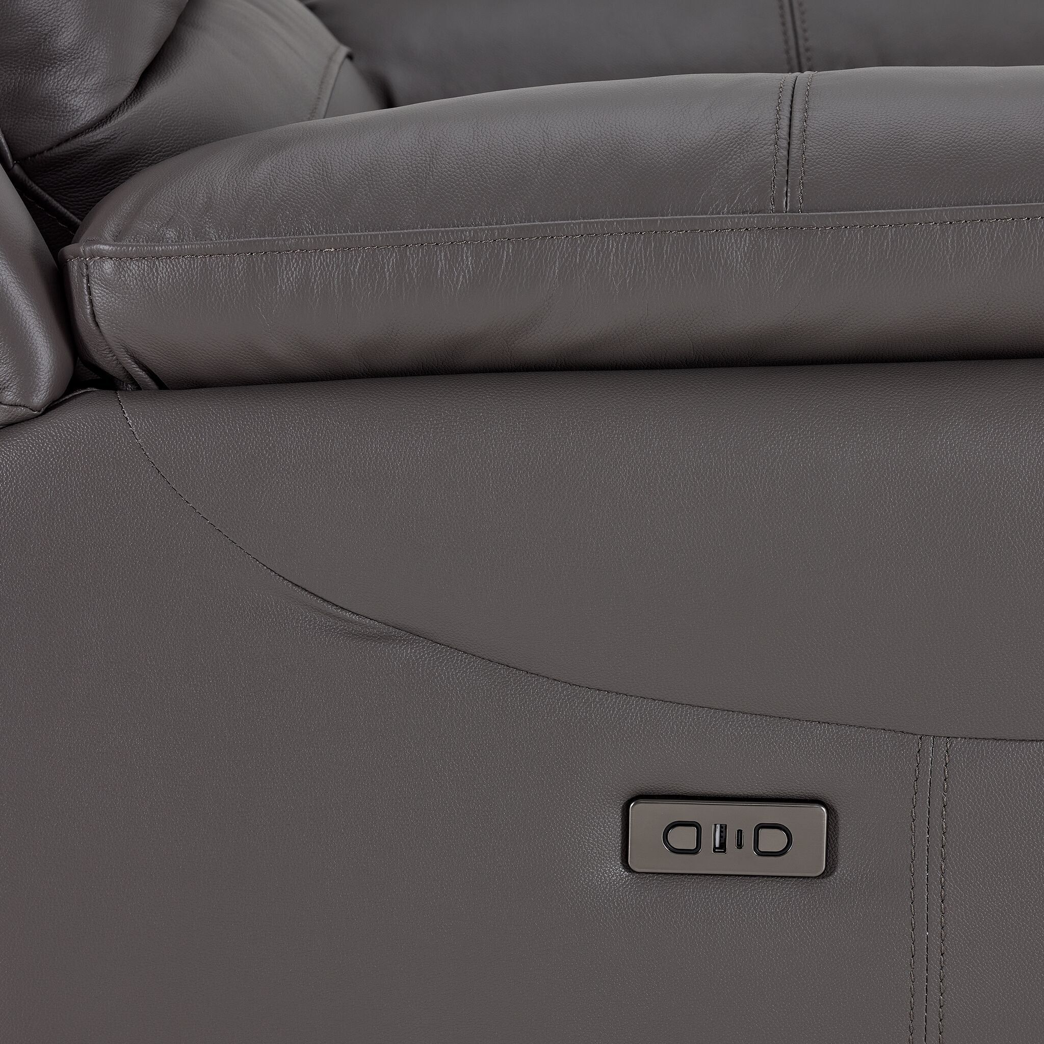 Alba Leather Power Reclining Sofa - Grey - Image 5