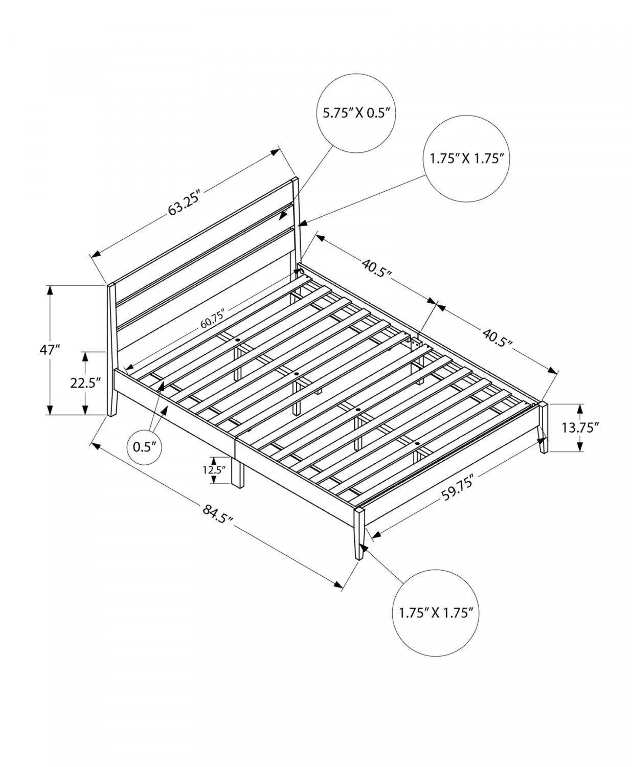 Albany Queen Bed - Grey - Image 3