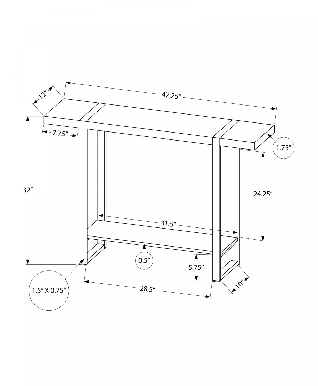 Allen Sofa Table - Rustic Brown - Image 3