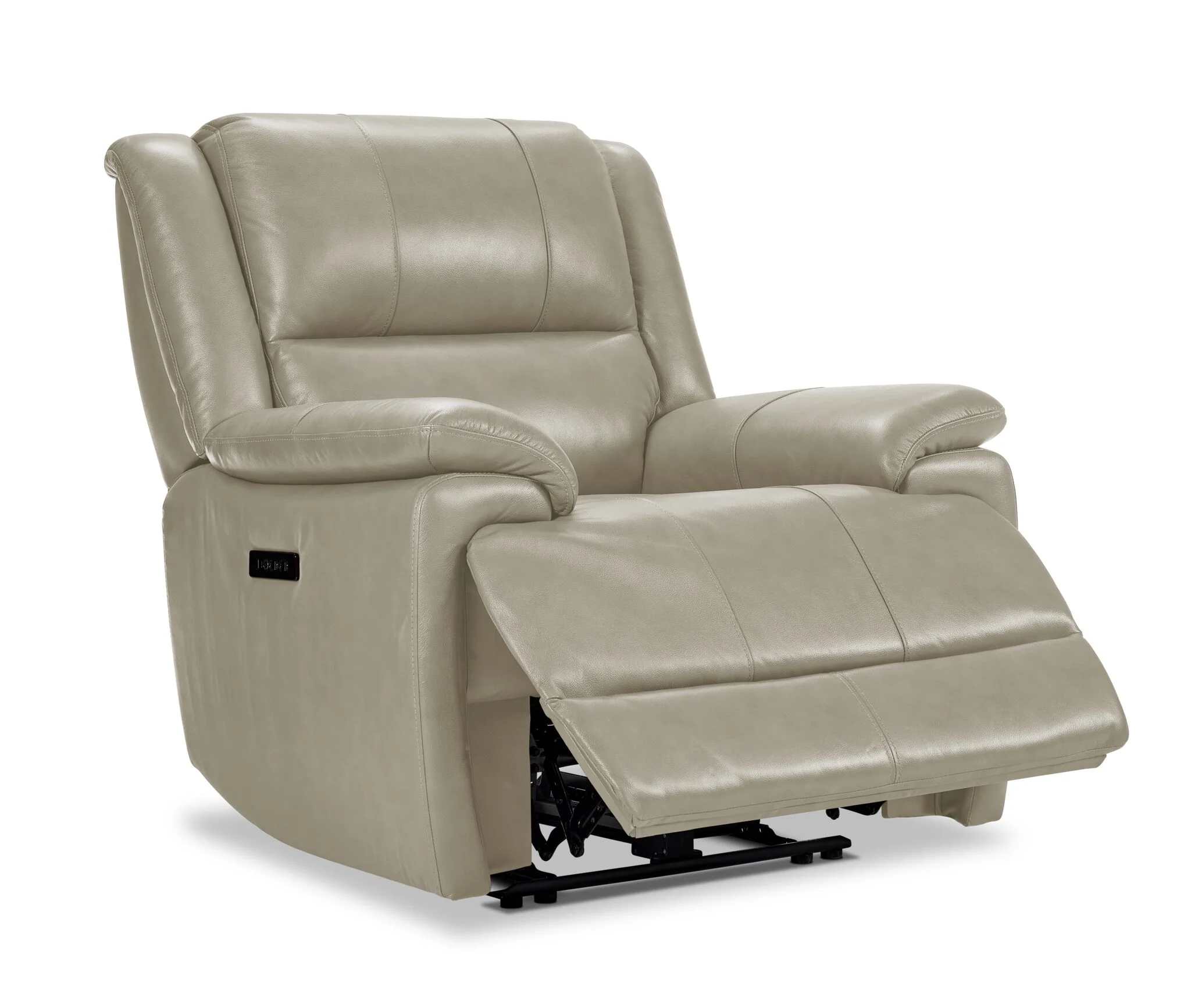 Allie Leather Dual Power Recliner - Fog - Image 4
