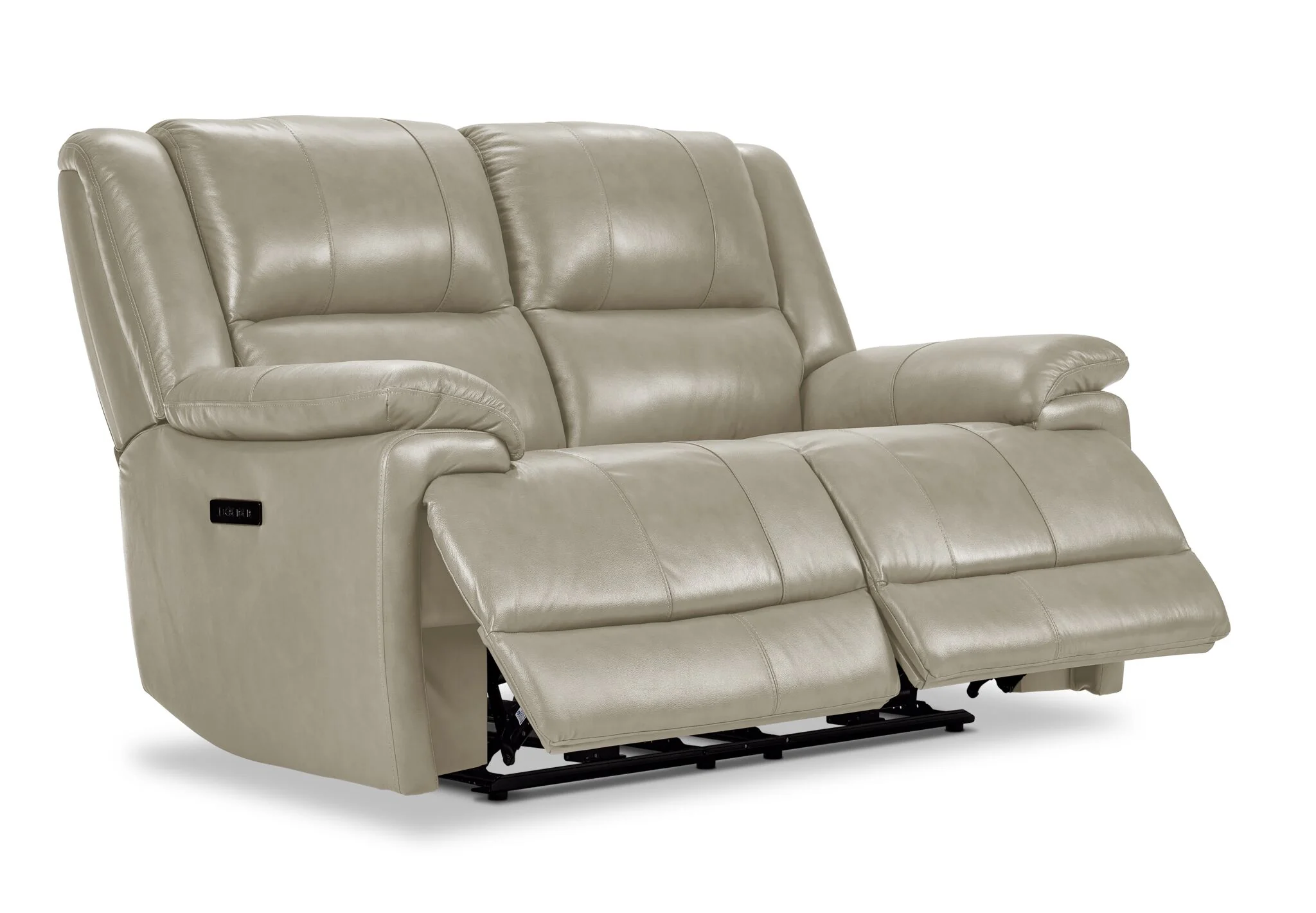 Allie Leather Dual Power Reclining Loveseat - Fog - Image 4