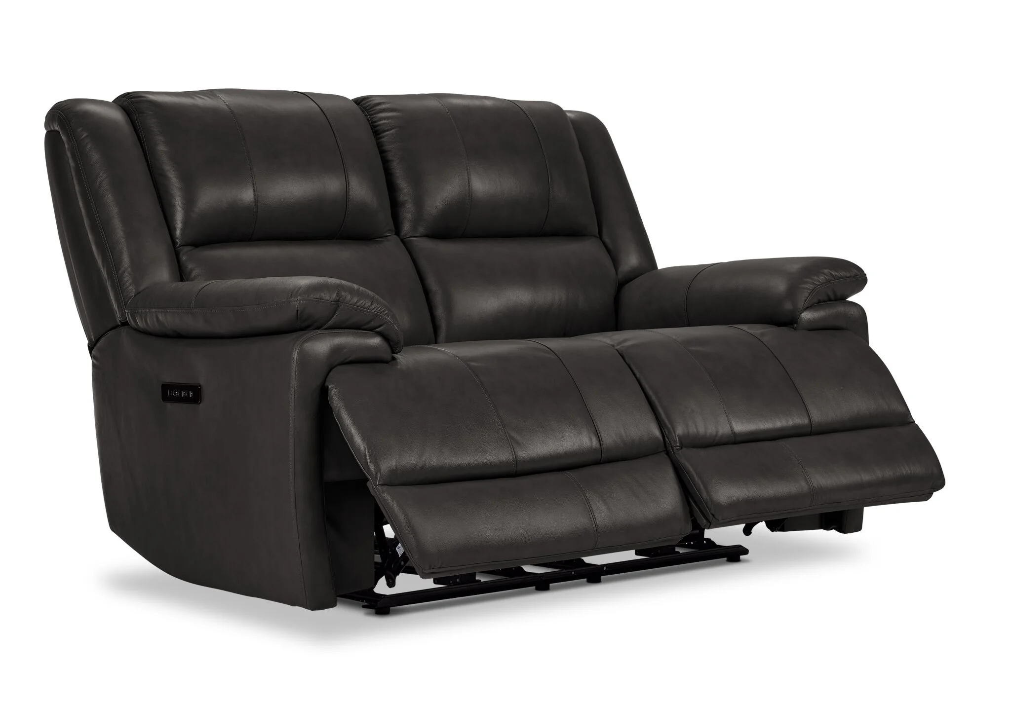 Allie Leather Dual Power Reclining Loveseat - Granite - Image 4