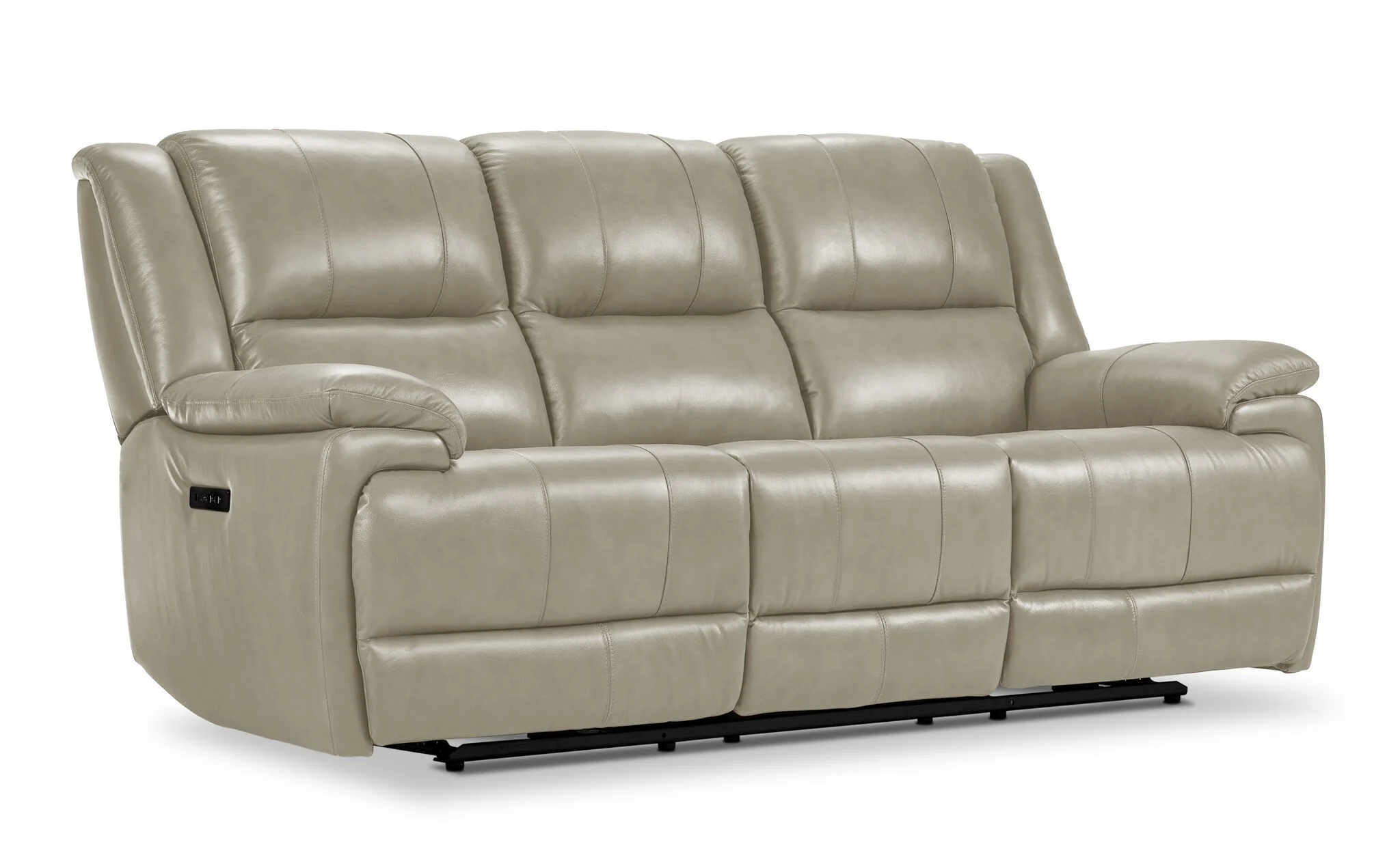 Allie Leather Dual Power Reclining Sofa and Loveseat Set - Fog - Image 2