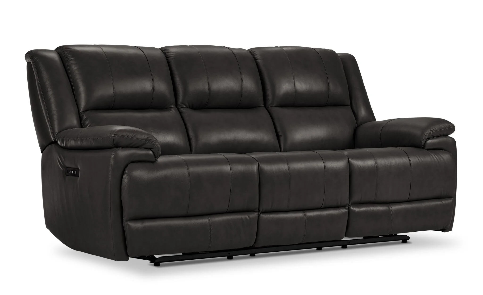 Allie Leather Dual Power Reclining Sofa and Loveseat Set - Granite - Image 2