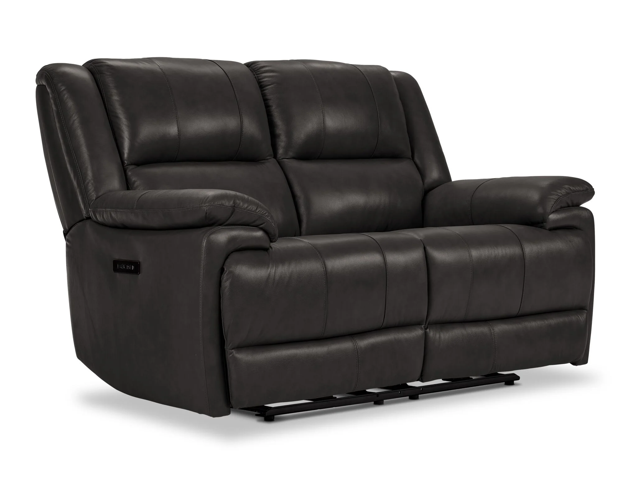 Allie Leather Dual Power Reclining Sofa and Loveseat Set - Granite - Image 3
