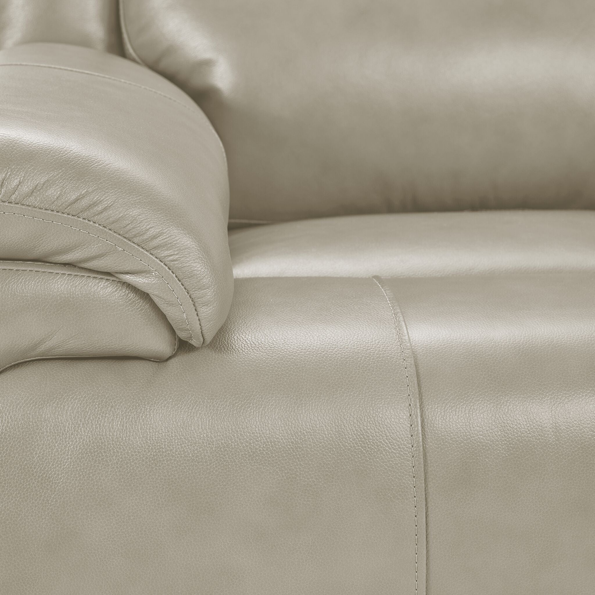 Allie Leather Dual Power Reclining Sofa and Recliner Set - Fog - Image 5