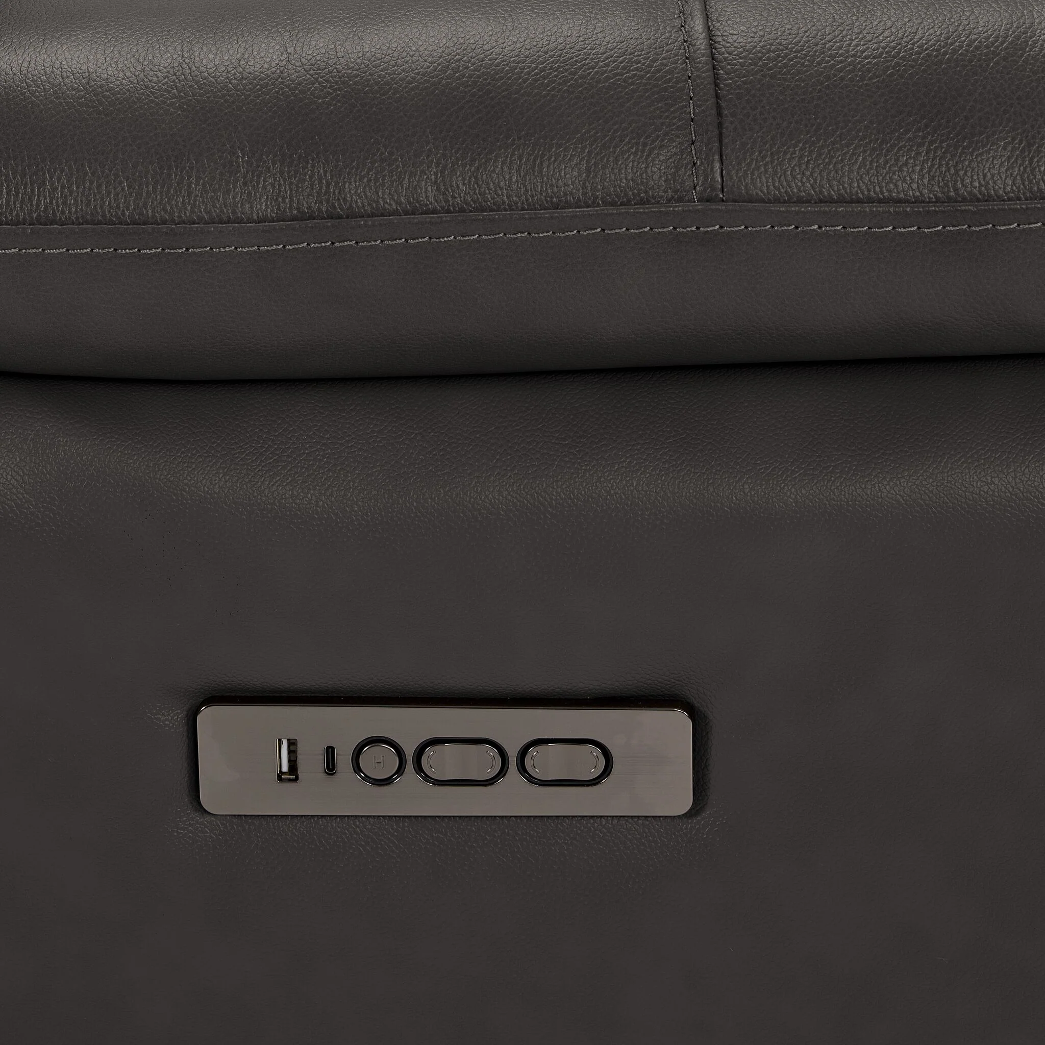 Allie Leather Dual Power Reclining Sofa and Recliner Set - Granite - Image 4