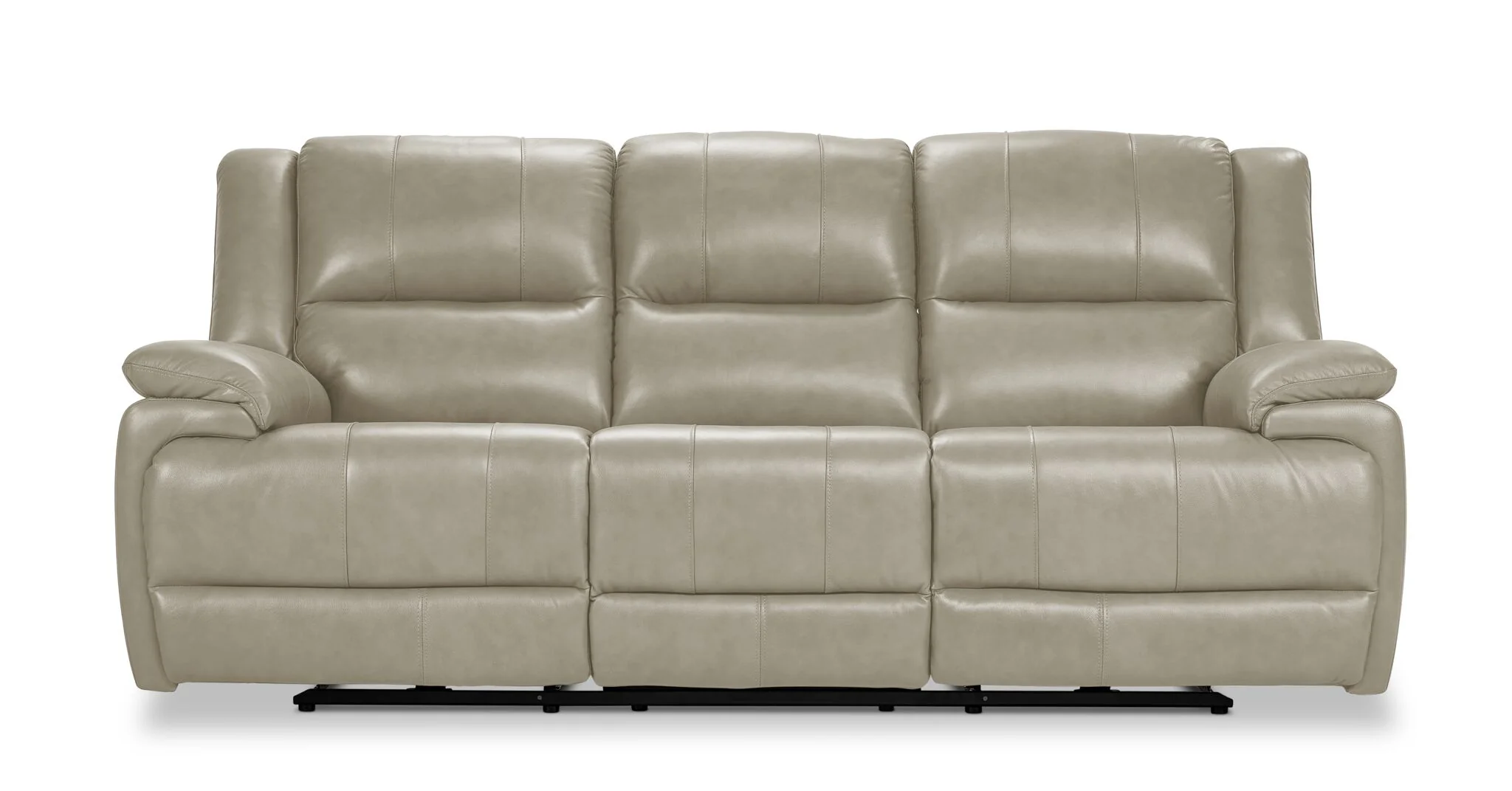 Allie Leather Dual Power Reclining Sofa - Fog - Image 2