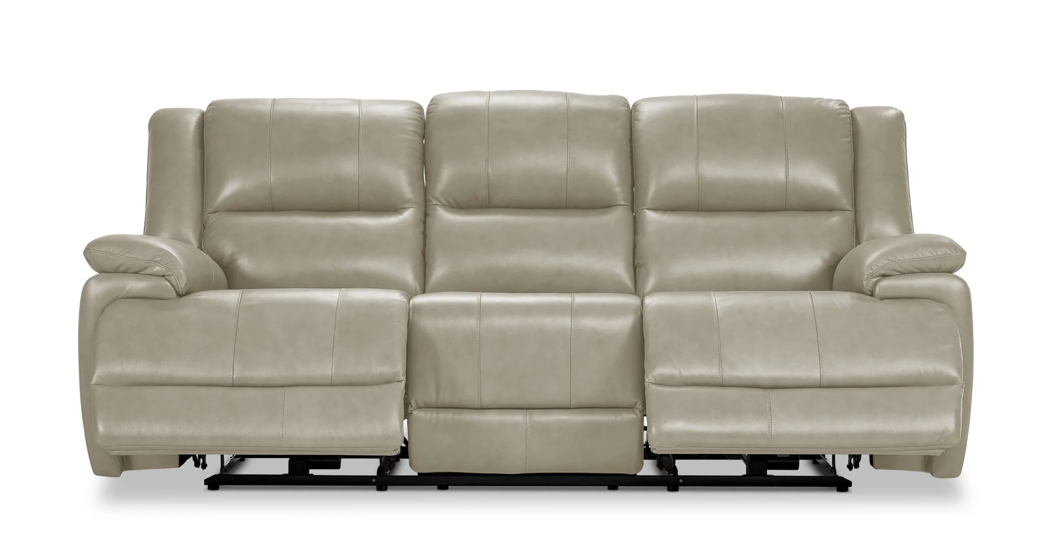 Allie Leather Dual Power Reclining Sofa - Fog - Image 5