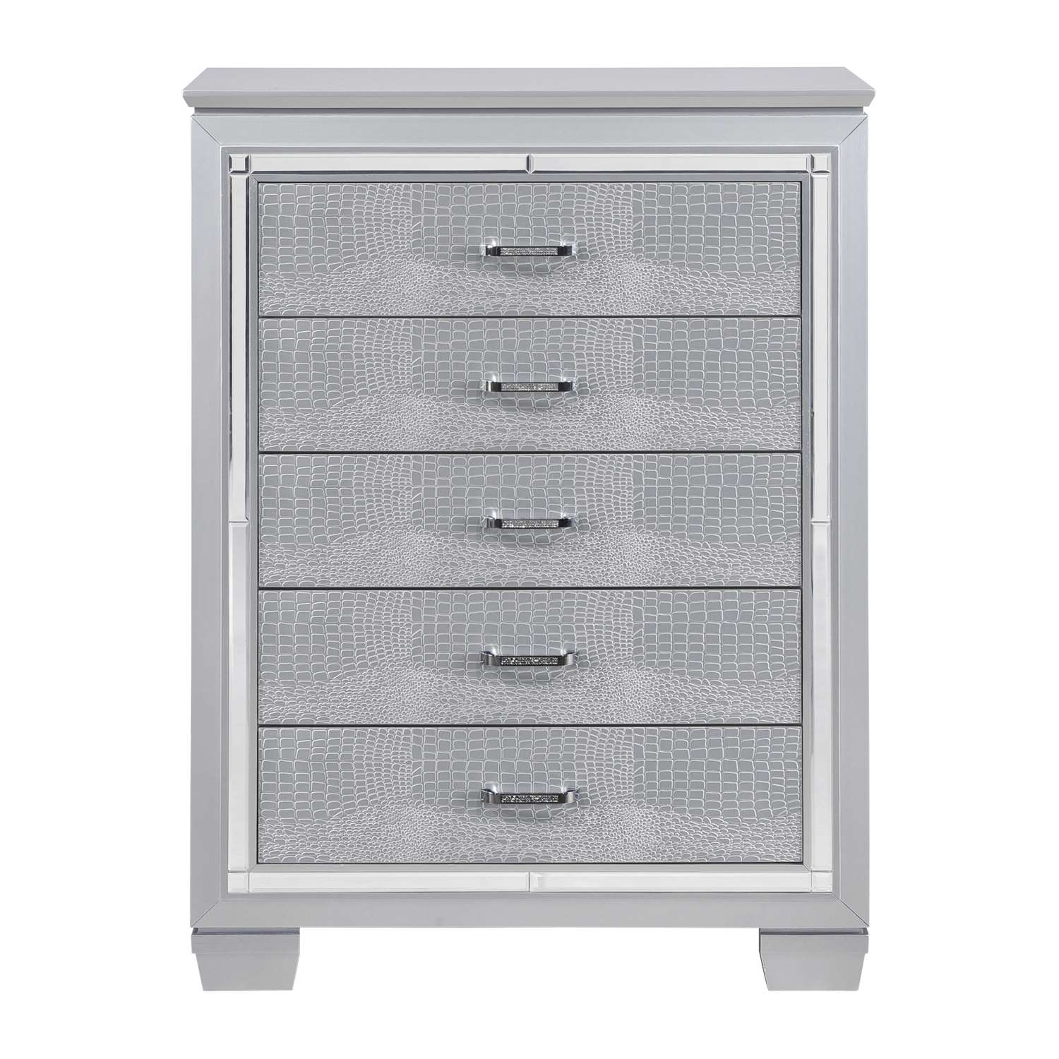 Allura 5 Drawer Chest - Silver - Image 2