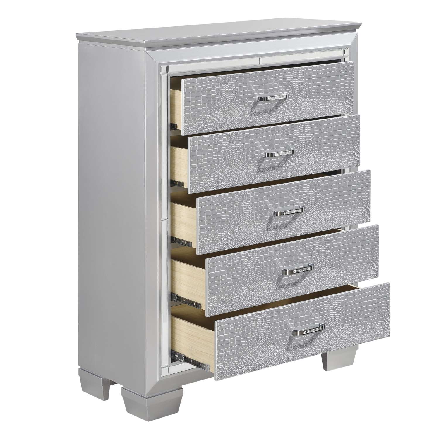 Allura 5 Drawer Chest - Silver - Image 3
