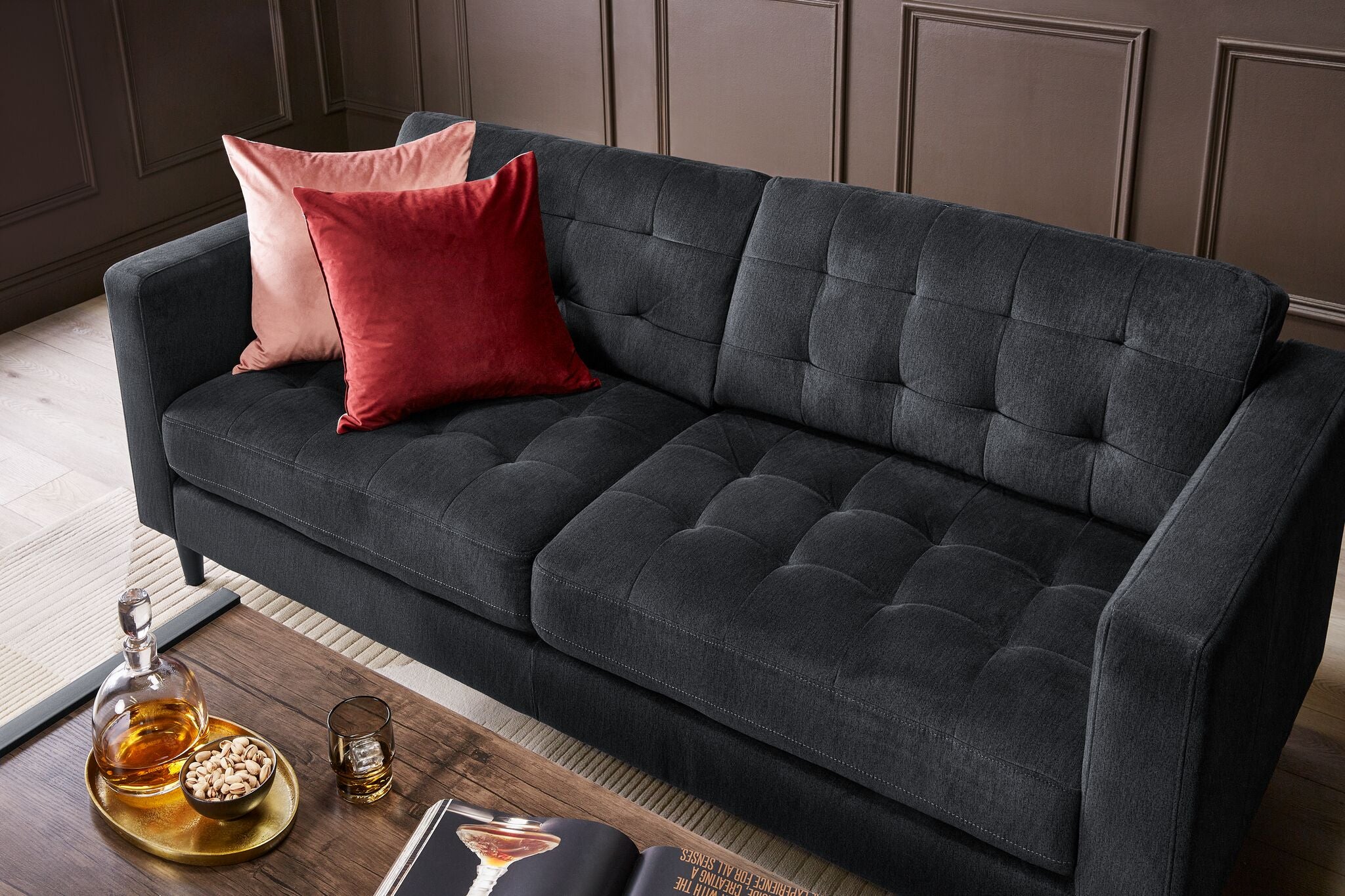 Anthena Sofa and Loveseat Set - Charcoal - Image 4
