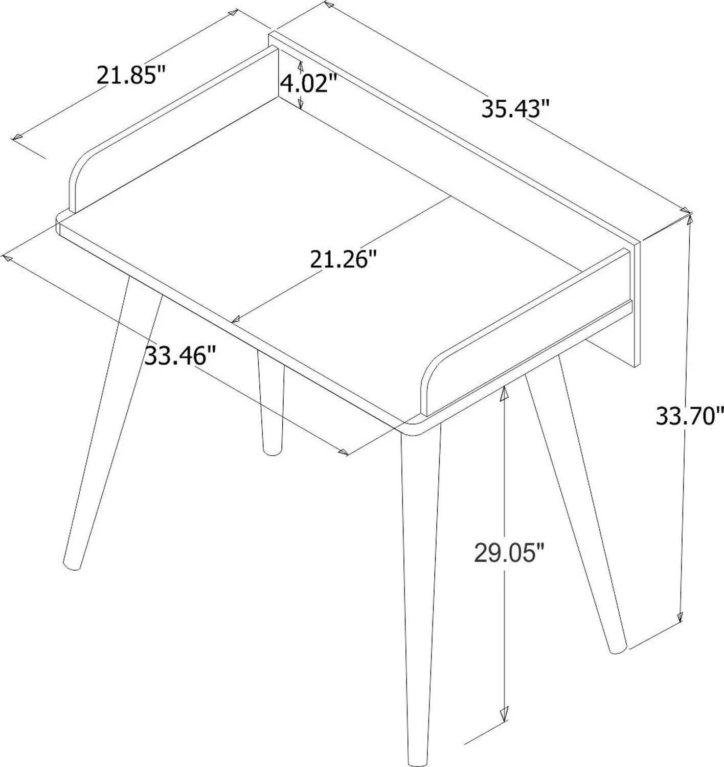 Applesham Compact Office Desk - Off White - Image 9