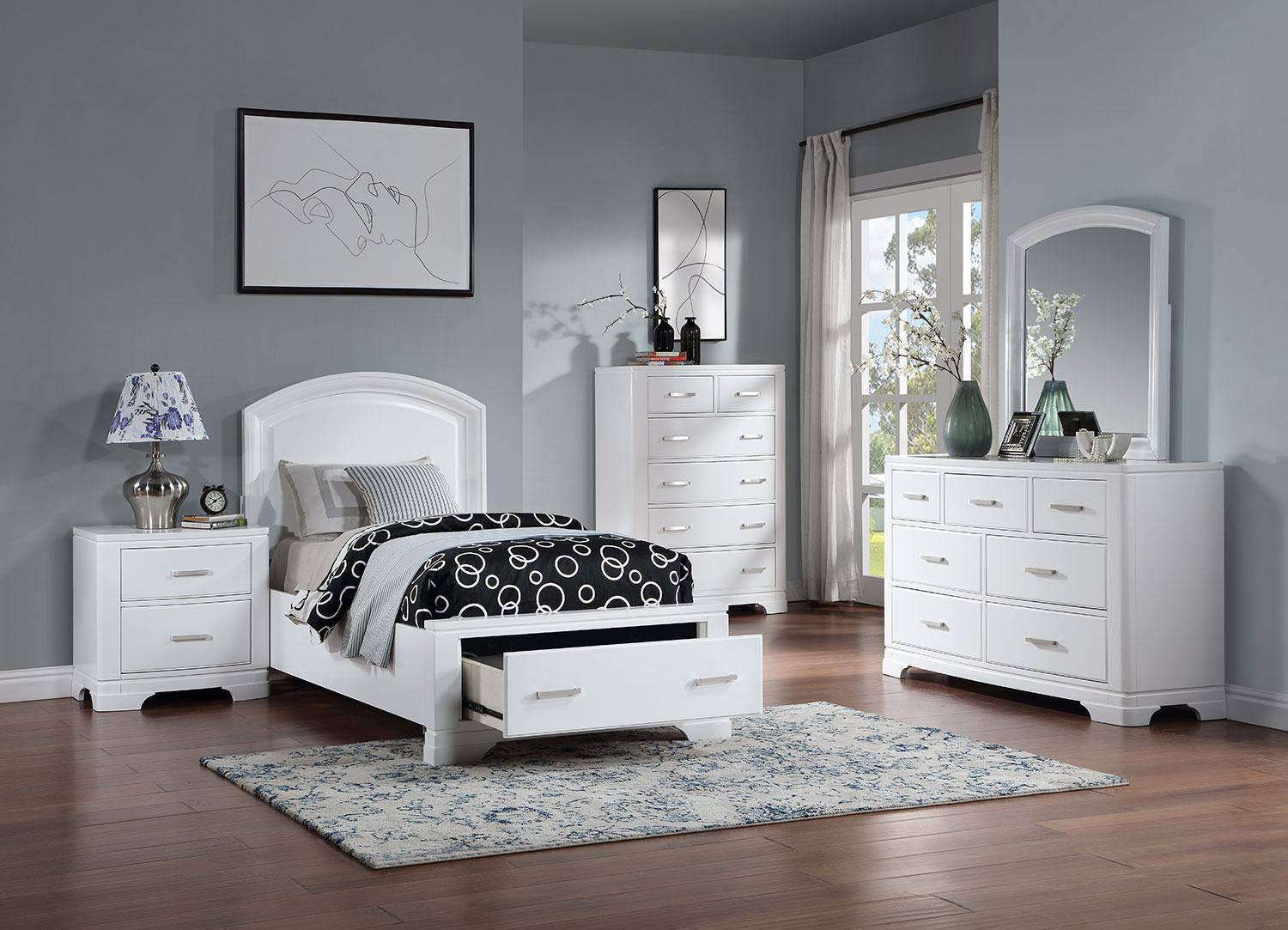 Arista 3-Piece Twin Storage Bed - White - Image 2