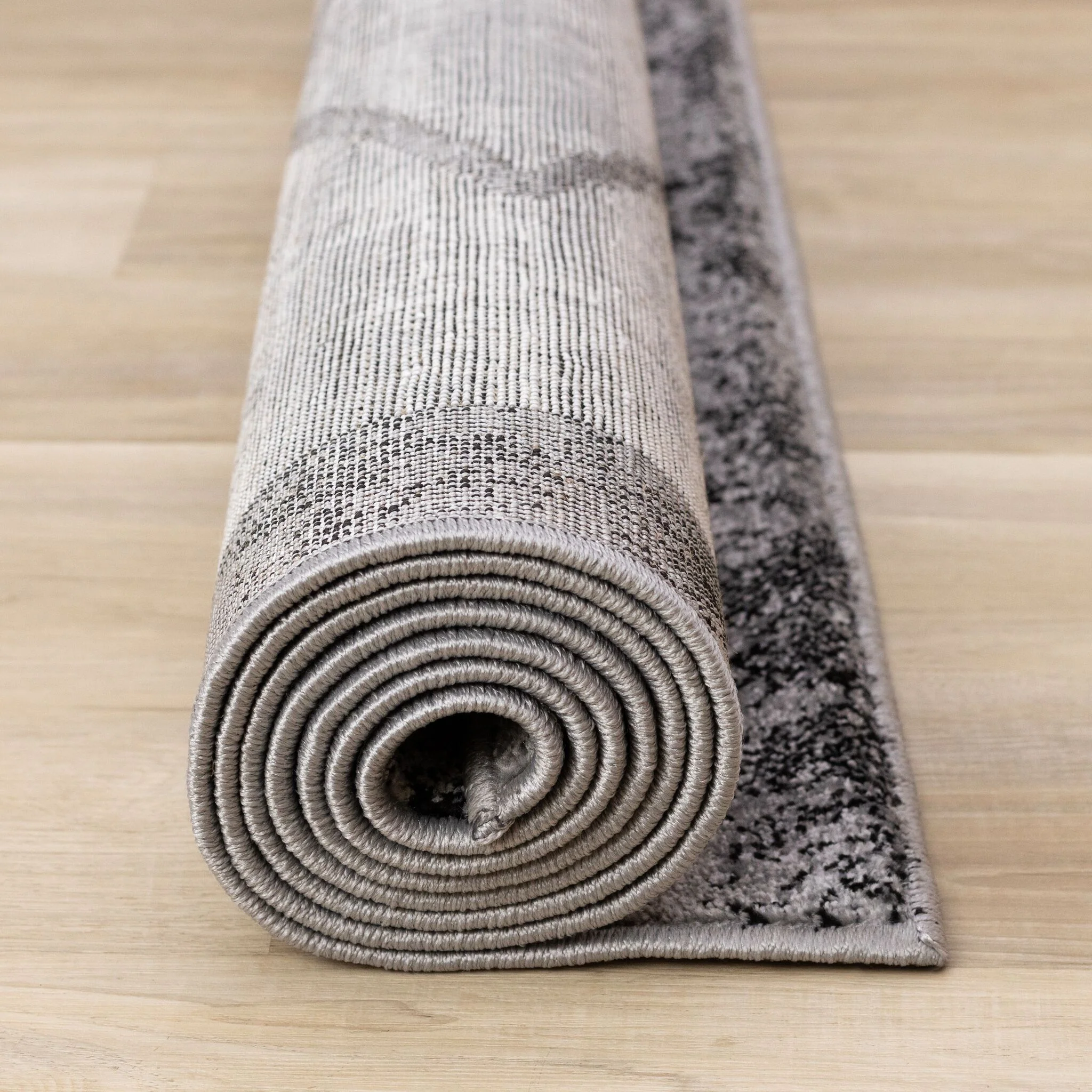 Ashwood 6'7" x 9'10" Distressed Lattice Area Rug - Grey, Black, White - Image 10
