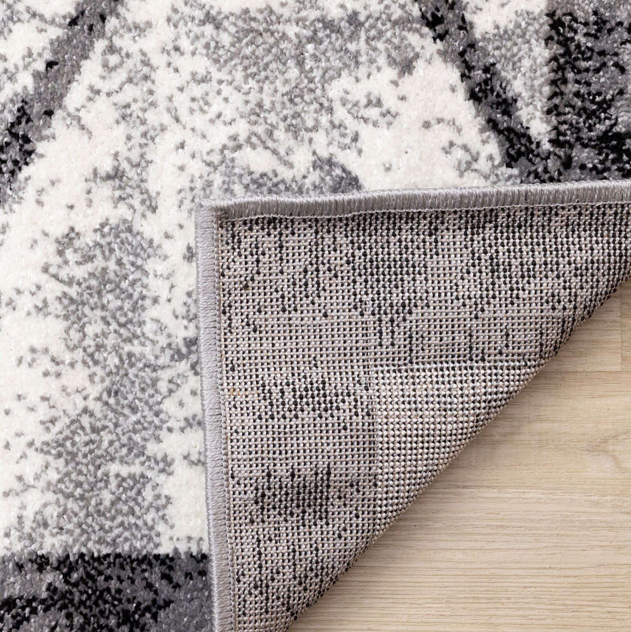 Ashwood 6'7" x 9'10" Distressed Lattice Area Rug - Grey, Black, White - Image 8