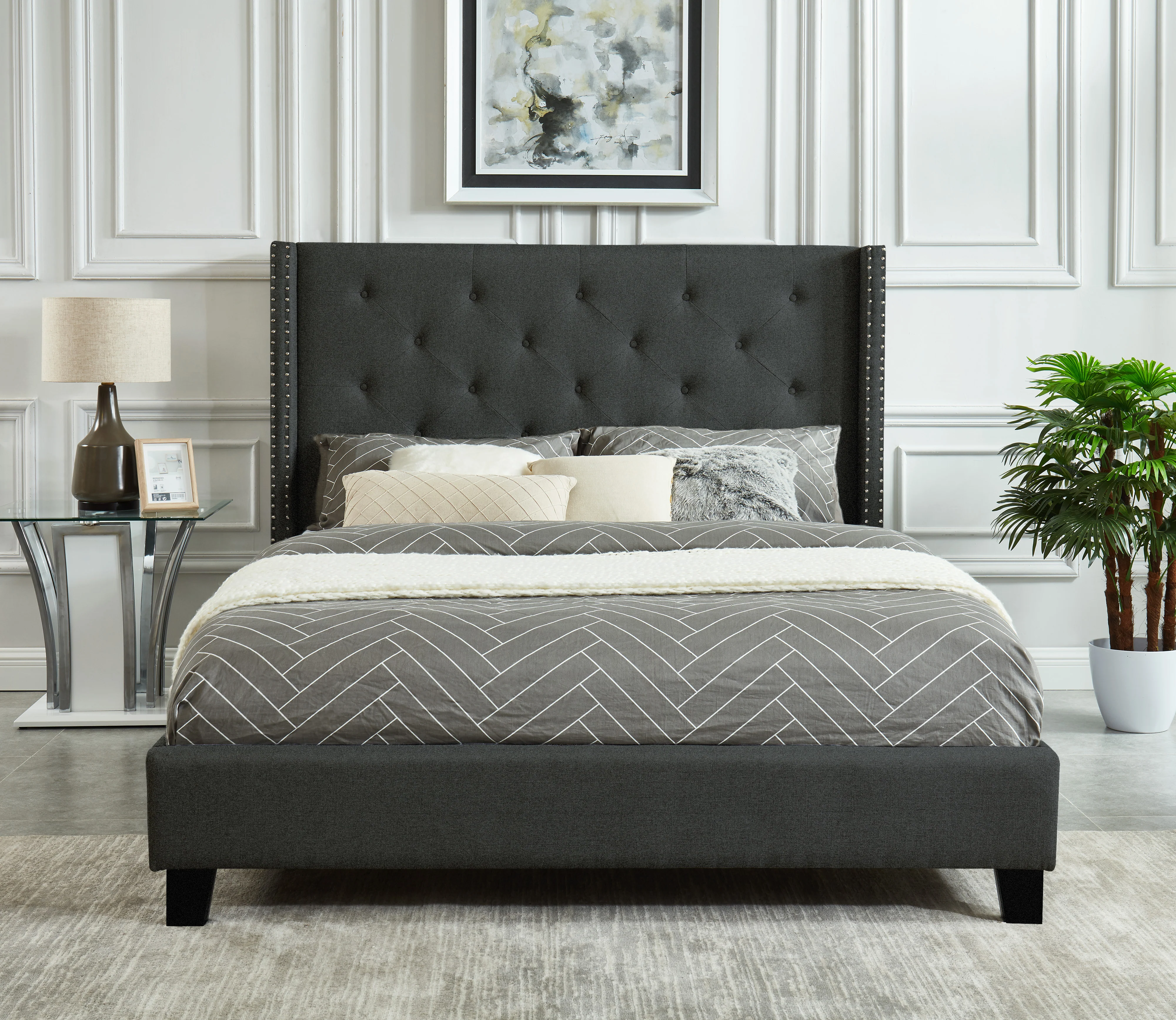 Audrey 3-Piece King Bed - Dark Grey - Image 2
