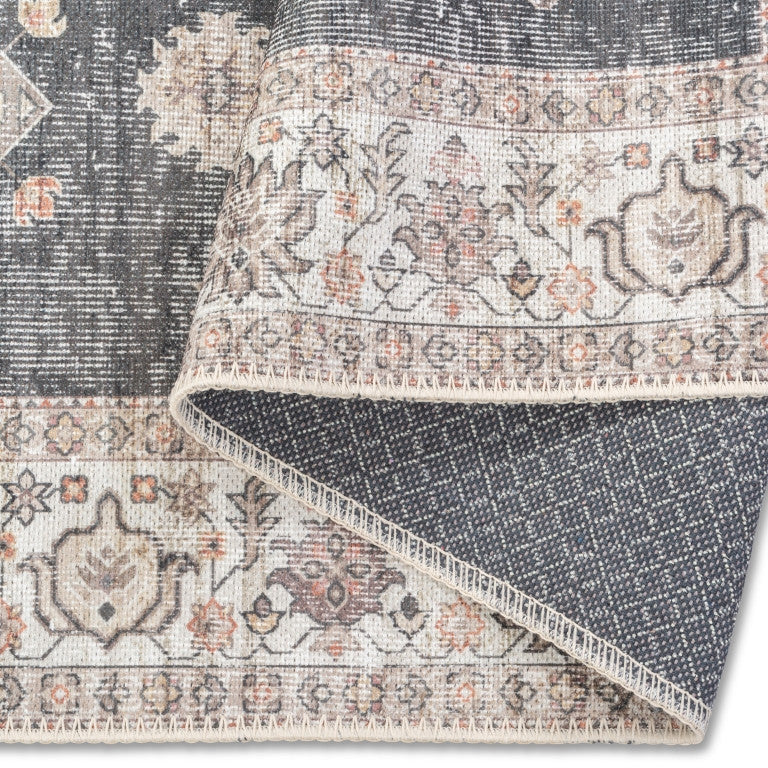 Aura Traditional Rug - 8' x 10' - Charcoal/Cream - Image 2