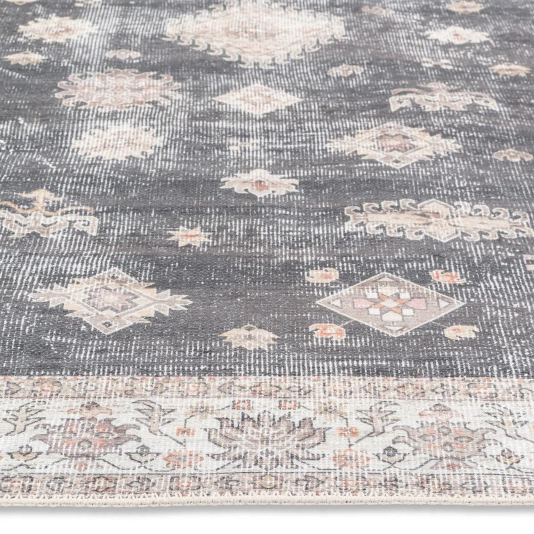 Aura Traditional Rug - 9' x 12' - Charcoal/Cream - Image 3