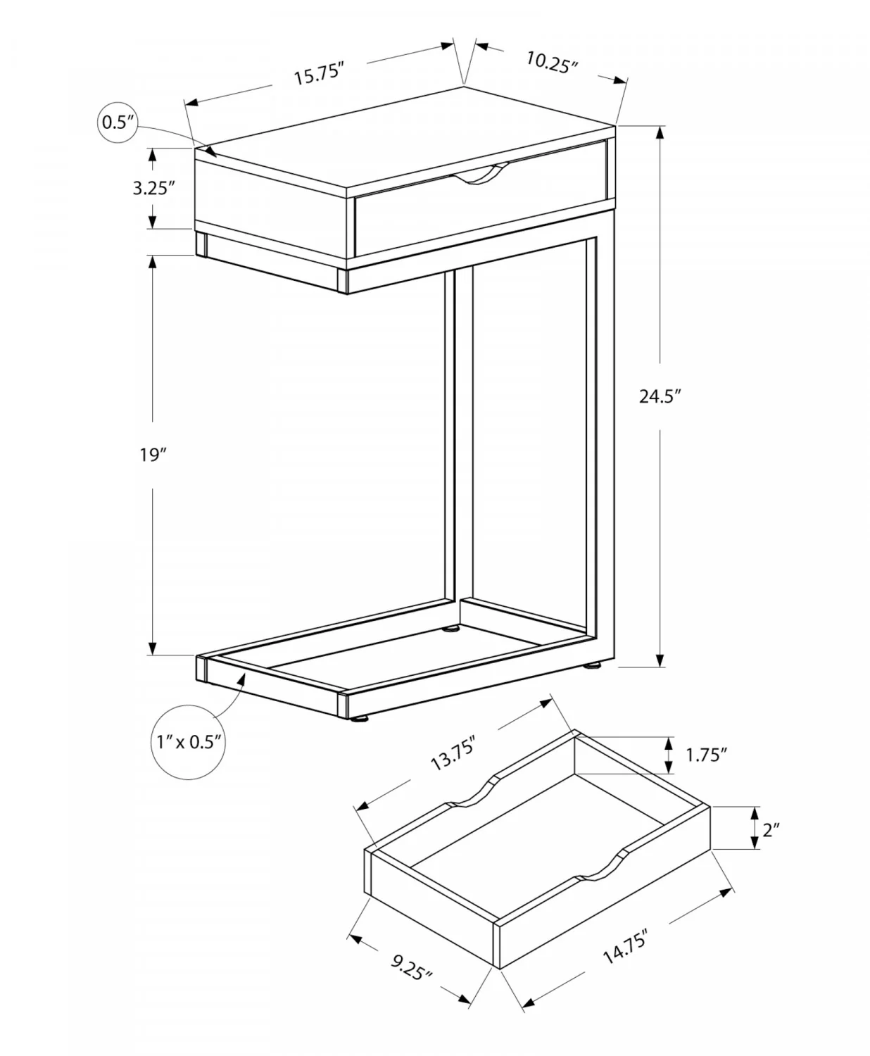 Auron Side Table - Taupe - Image 3