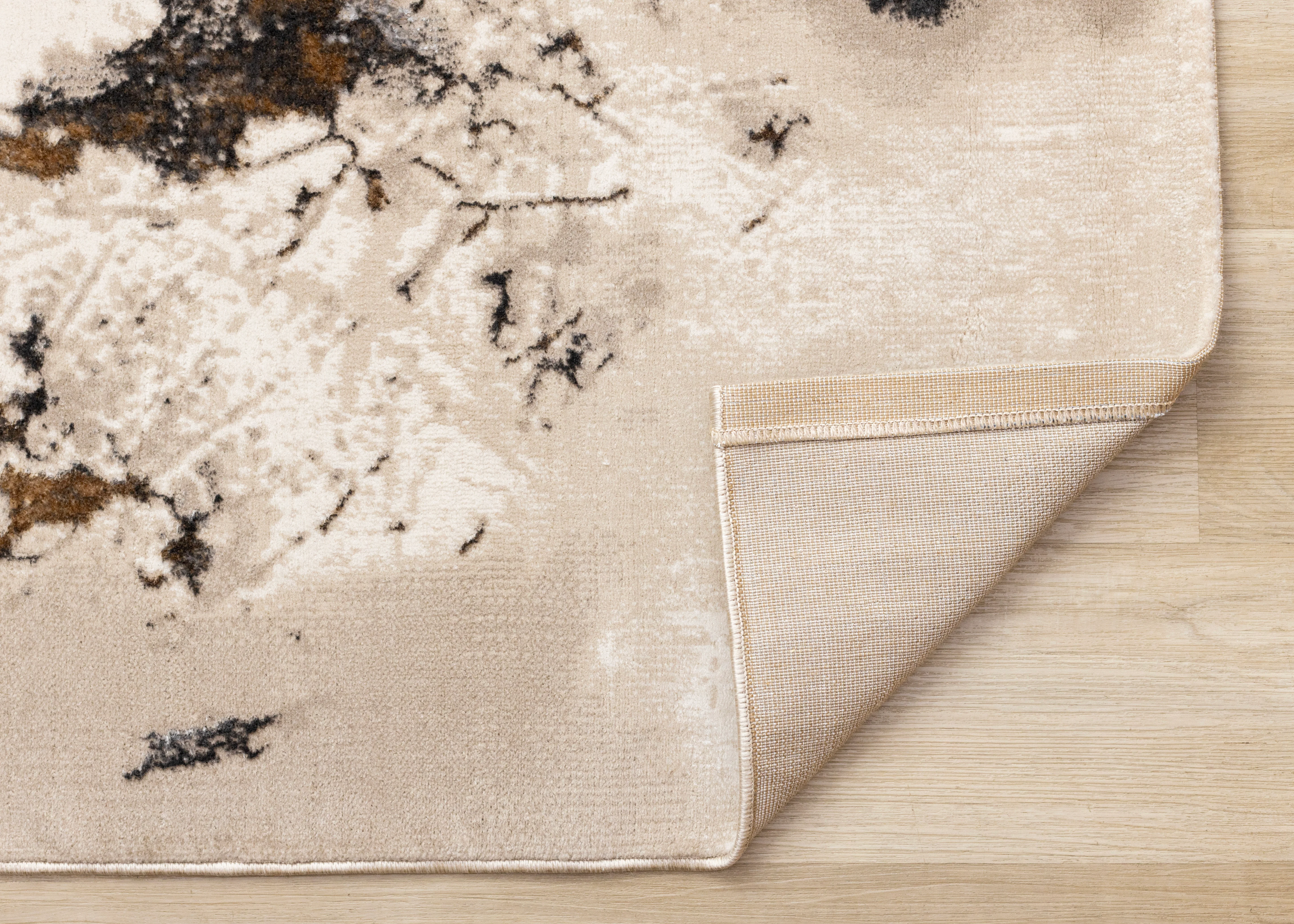 Autumn Drift 5'3" x 7'7" Distressed Foliage Area Rug - Light Brown, Beige - Image 4