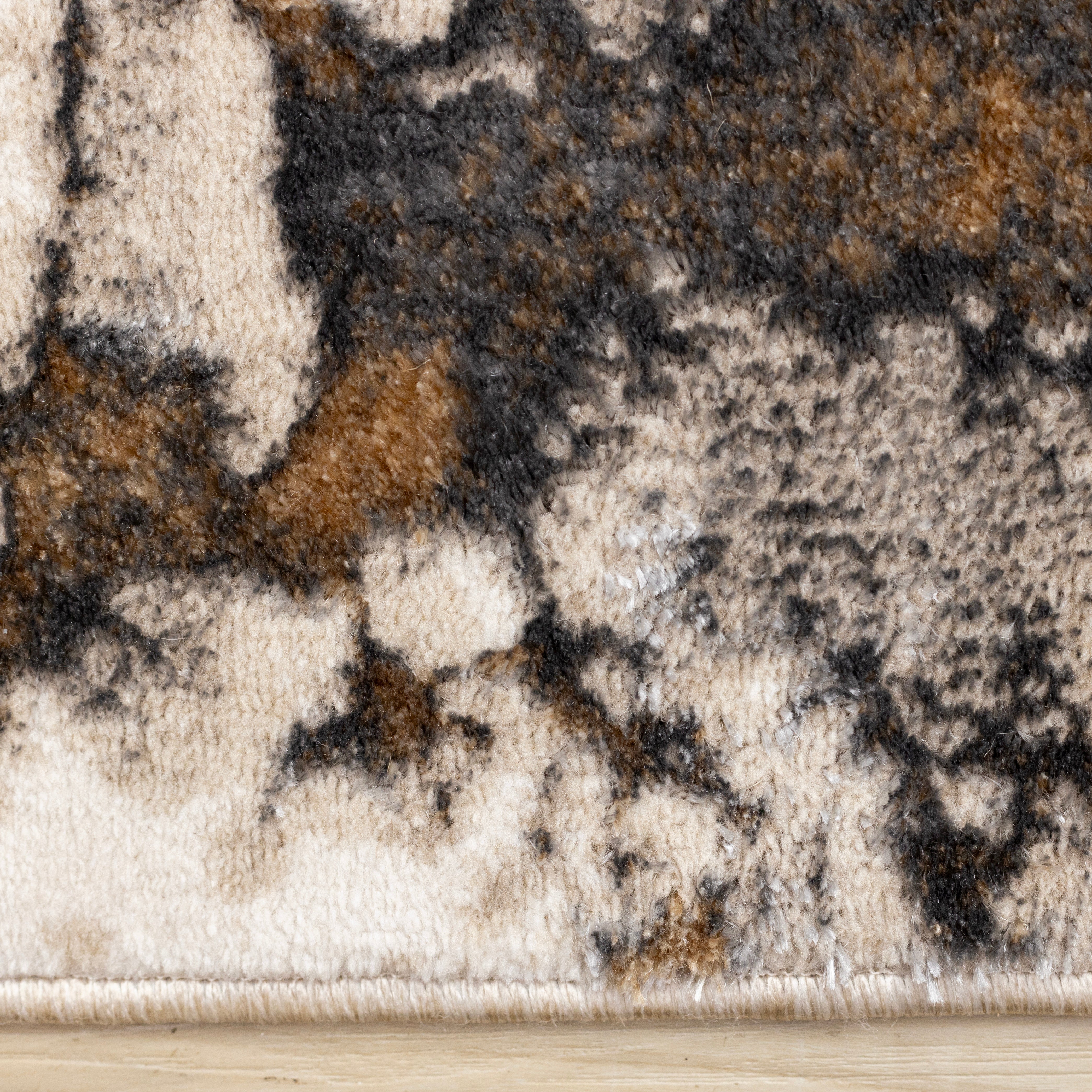 Autumn Drift 6'7" x 9'6" Distressed Foliage Area Rug - Light Brown, Beige - Image 7
