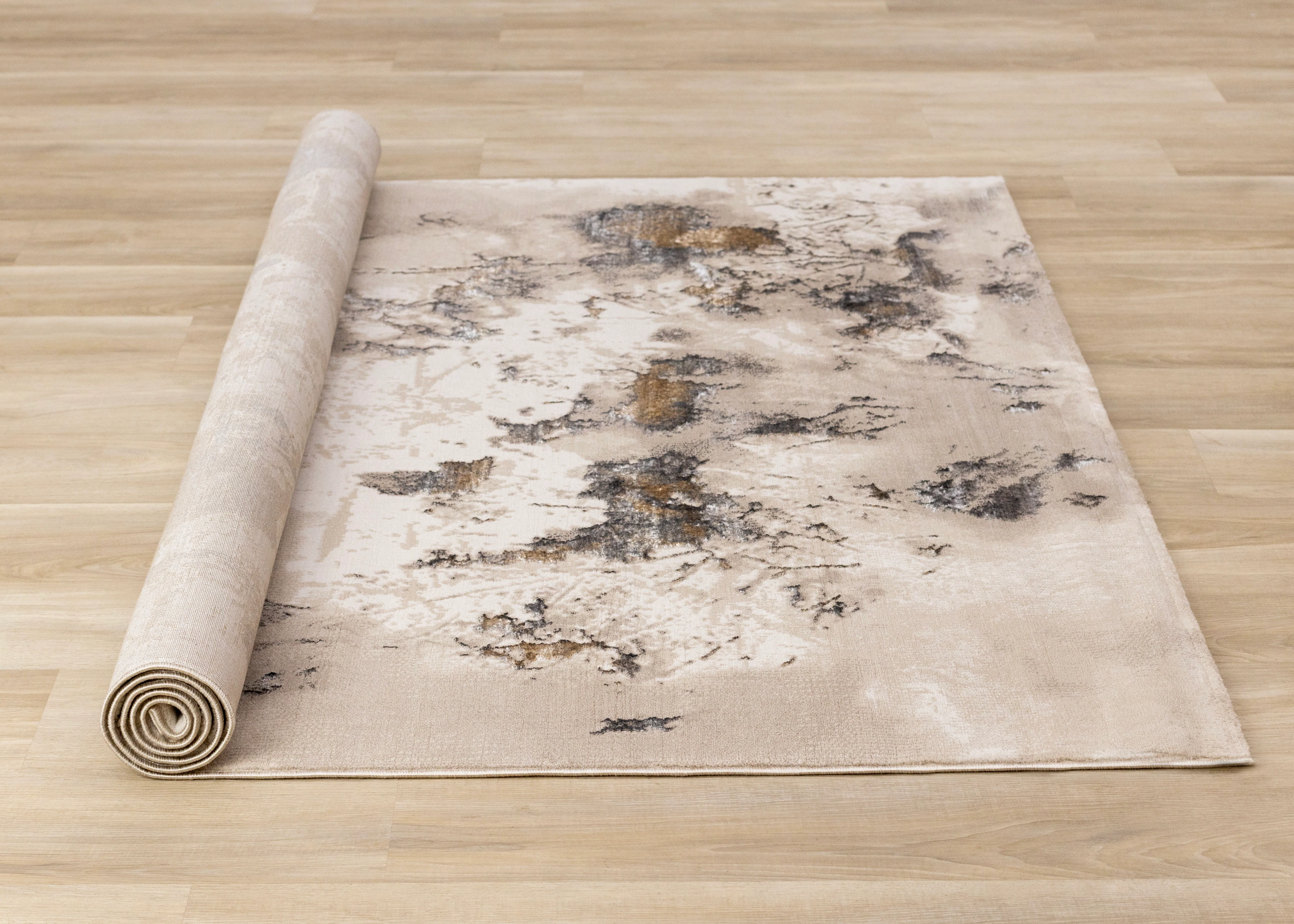 Autumn Drift 6'7" x 9'6" Distressed Foliage Area Rug - Light Brown, Beige - Image 9