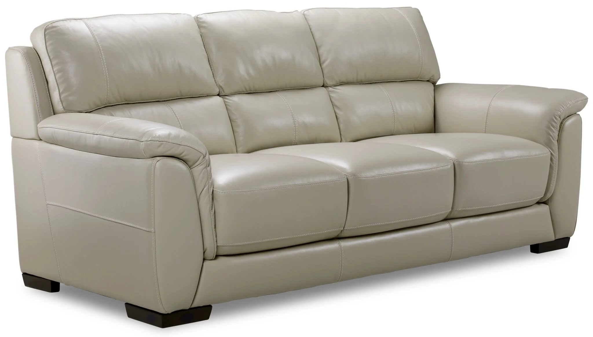 Avalon Leather Sofa and Loveseat Set - Oyster Grey Cream - Image 2