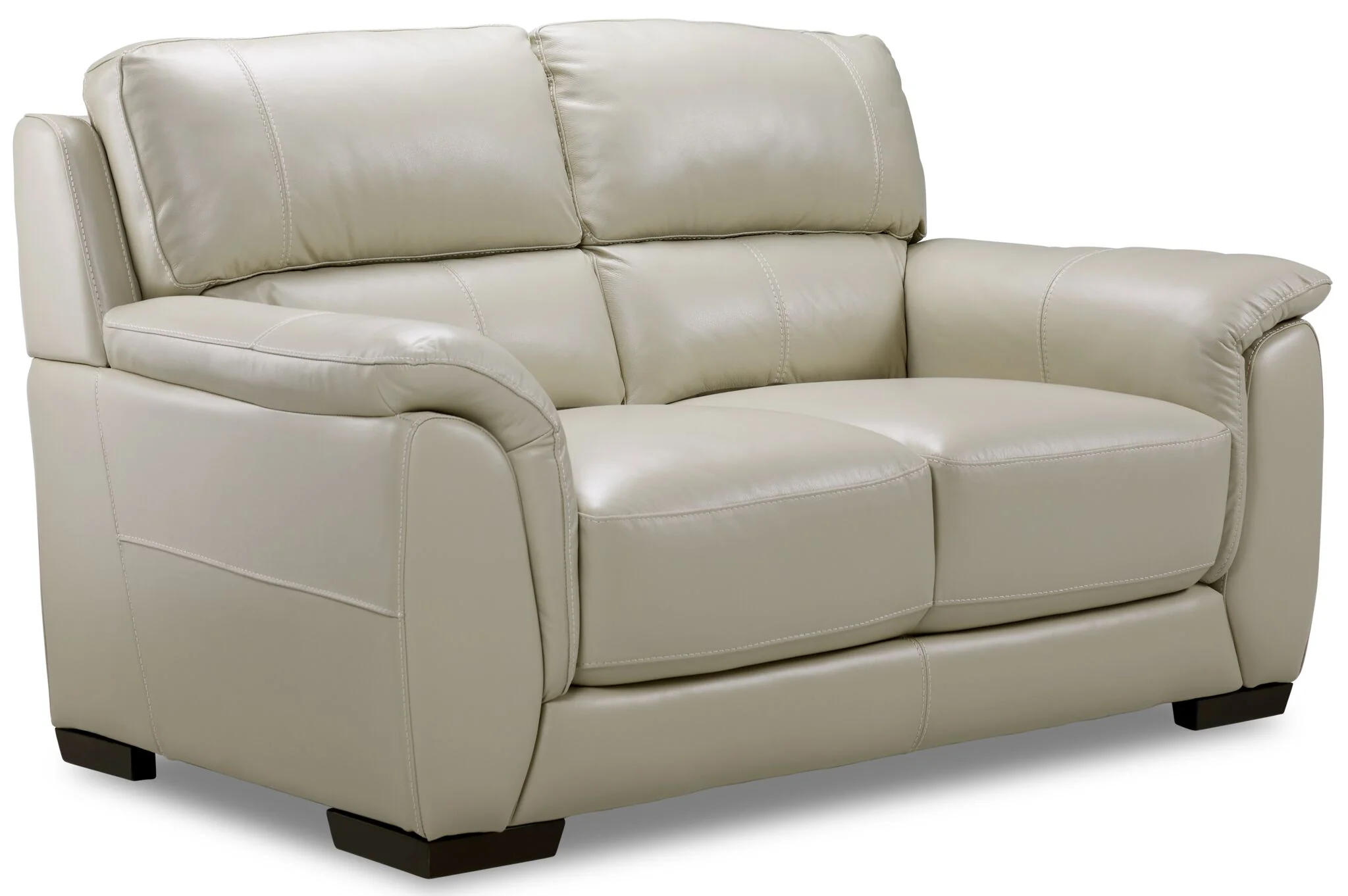 Avalon Leather Sofa and Loveseat Set - Oyster Grey Cream - Image 3