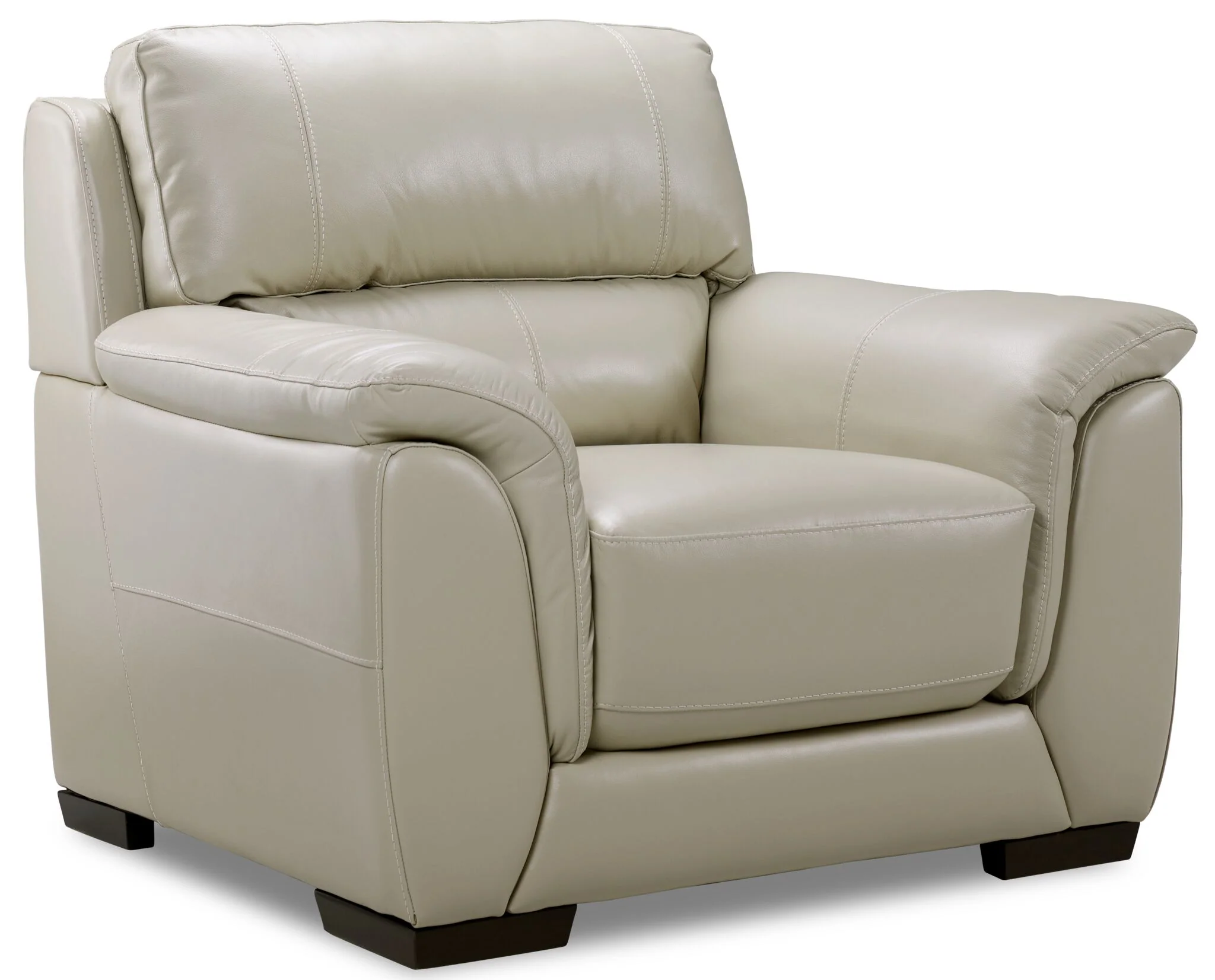 Avalon Leather Sofa, Loveseat and Chair Set - Oyster Grey Cream - Image 4