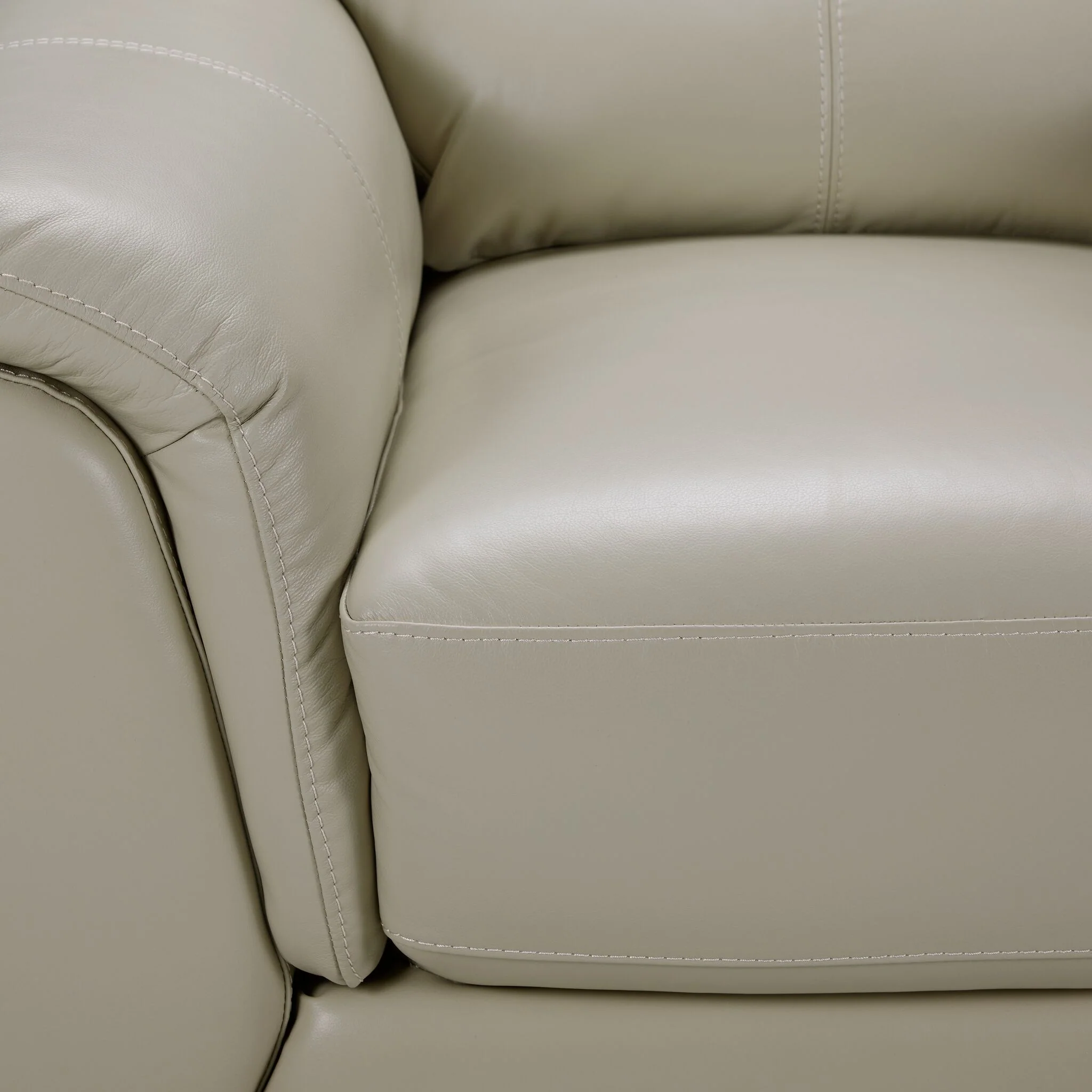 Avalon Leather Sofa, Loveseat and Chair Set - Oyster Grey Cream - Image 5